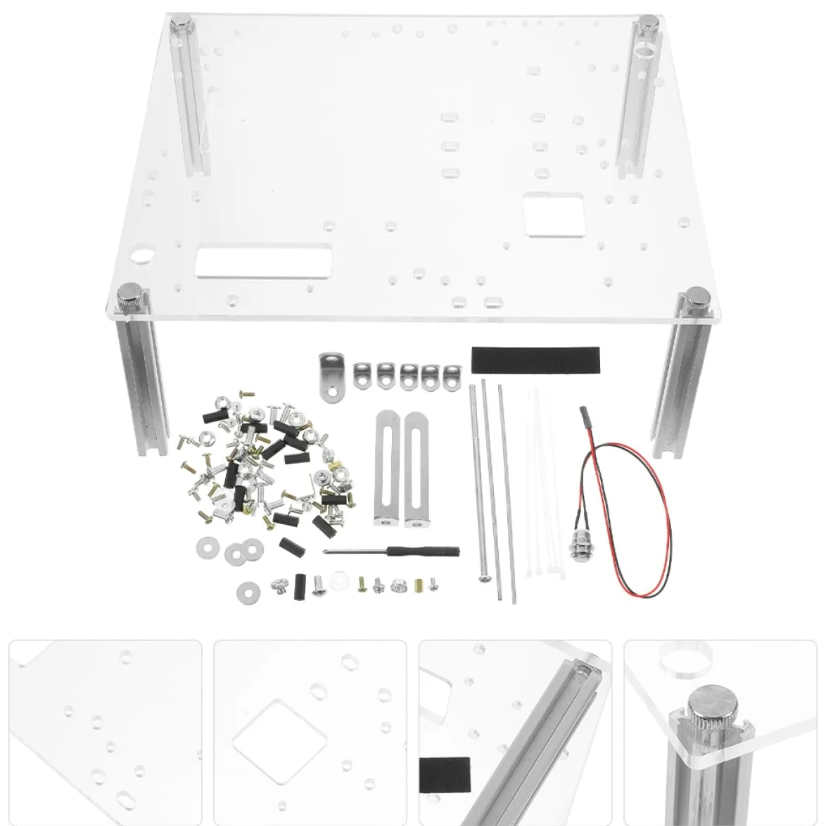 Zerodeko Supporto Design Compatto Resistente alla Ruggine Open Frame in Lega di Alluminio e Acrilico per Computer per Test Componenti e Assemblaggi PC Matx