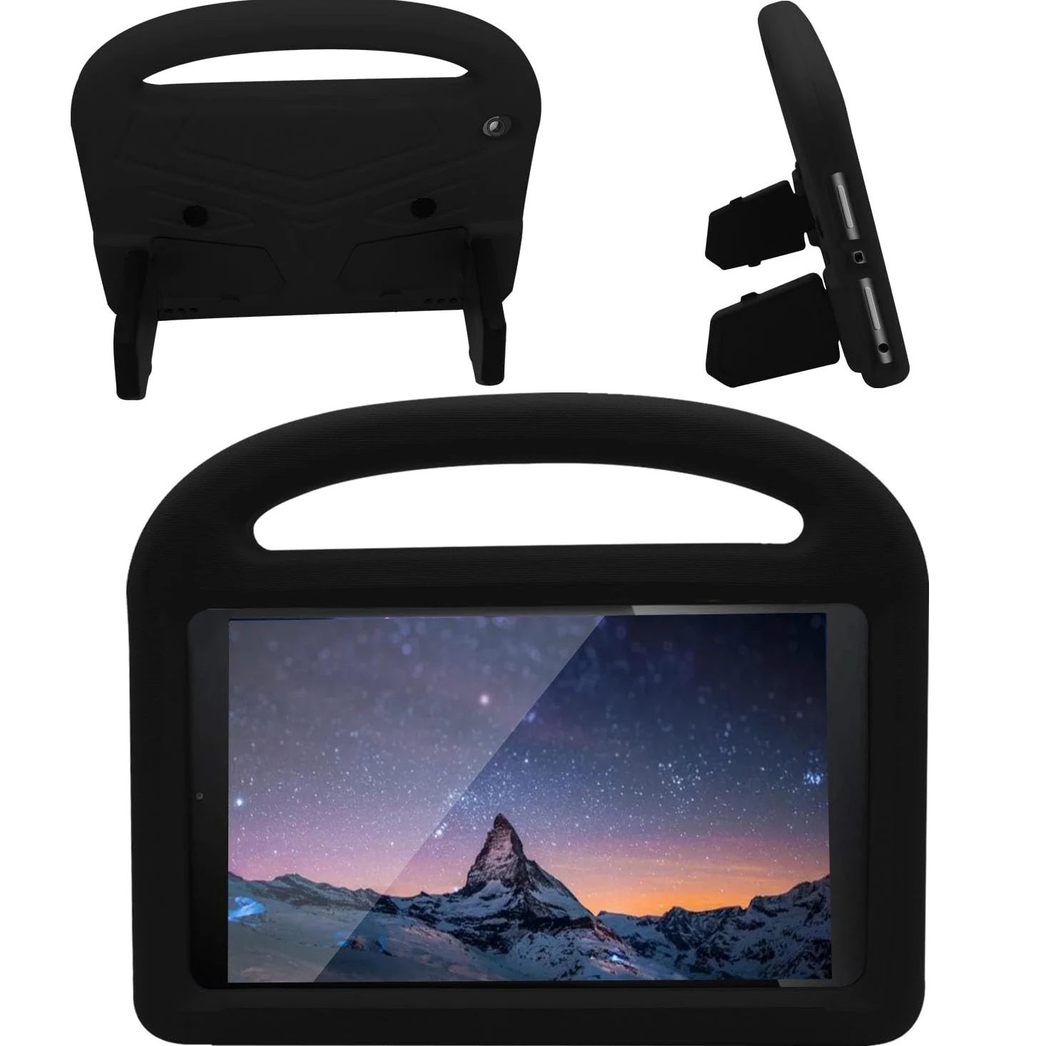Custodia protettiva per tablet PC compatibile con bambini compatibile con Kindle Fire HD 8 (2020) custodia - durevole e leggera EVA antiurto maniglia protettiva copertura con supporto (colore: nero)
