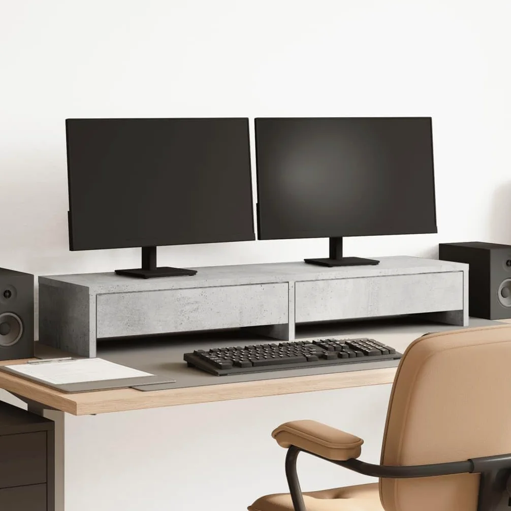 SupMonitor con Cassetti Grigio 100x27x15 cm in Truciolato,Dispositivi elettronici,Accessori per dispositivi elettronici,Accessori per Computer,Rialzi e Supporti per Computer,11.3kg-854673