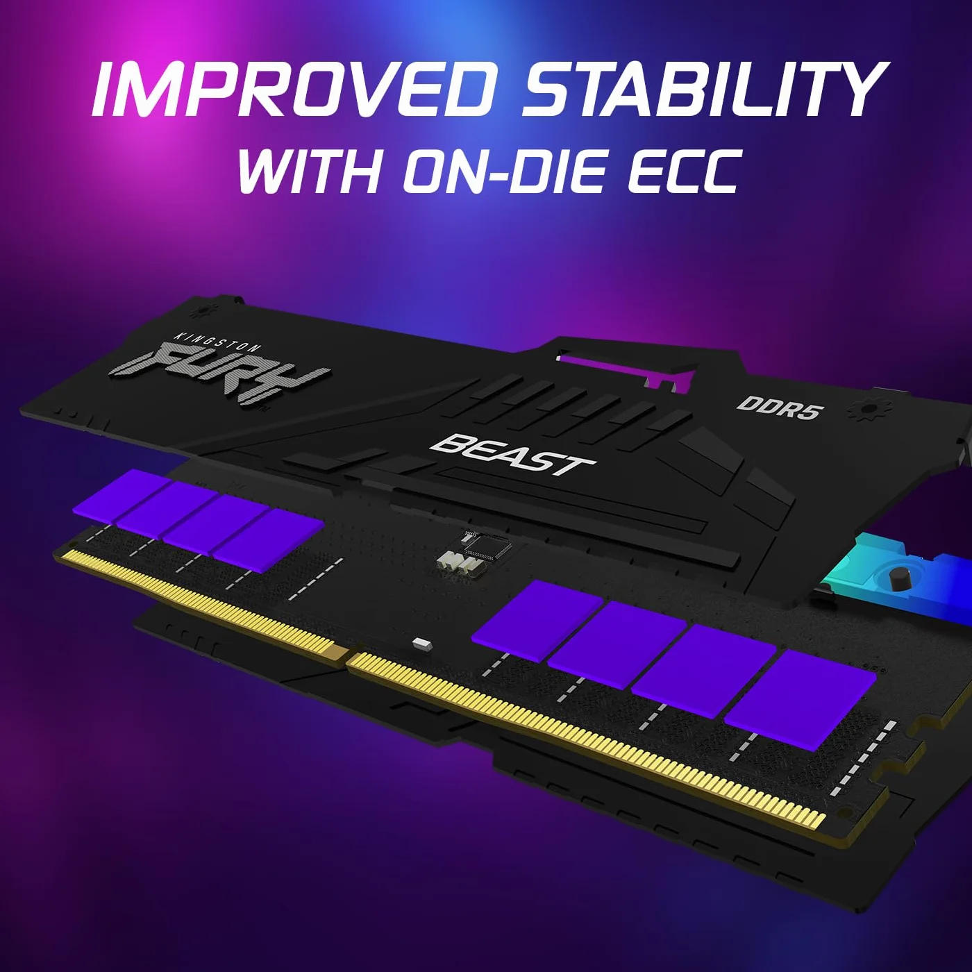 Kingston FURY Beast Nero RGB 16GB 6000MT/s DDR5 CL36 DIMM Memoria Gaming per Computer Fissi Modulo Singolo AMD EXPO/ Intel XMP - KF560C36BBE2A-16