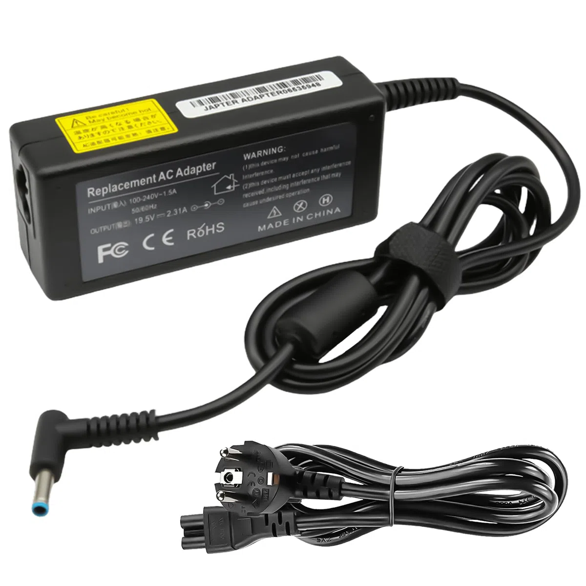 Cavo di Ricarica per PC Portatile HP, Caricatore per PC Portatile 45 W 19,5 V 2,31 A, Adattatore di Alimentazione per Caricatori di Alimentazione a Batteria a Corrente Alternata HP