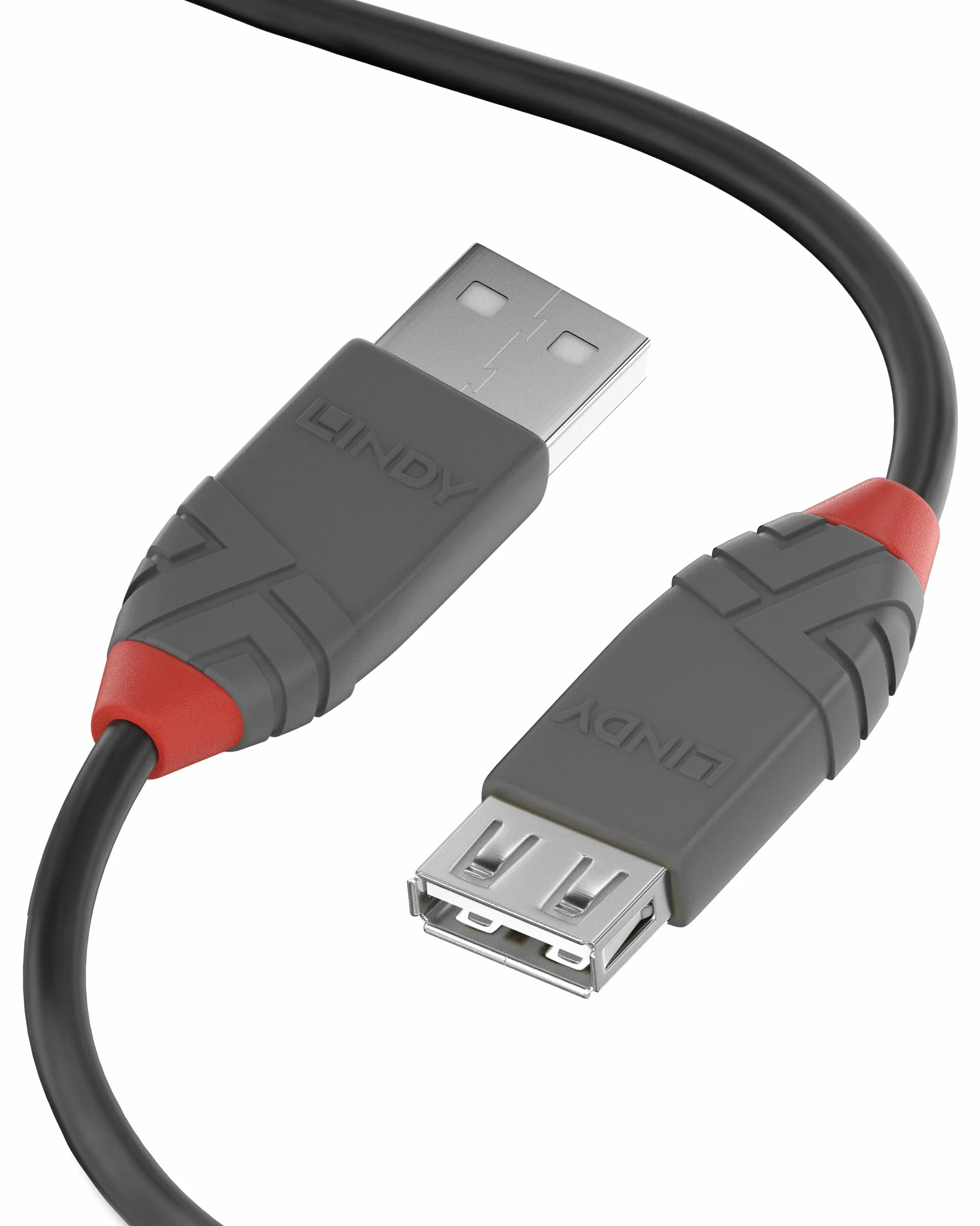 Lindy - Cavo Prolunga USB 2.0 Anthra Line 3 Metri, Connettore USB Tipo A Maschio a Femmina, velocità di Trasferimento Dati Speed Fino a 480Mbps per Tastiera, Stampante, Fotocamera, Hard Disk