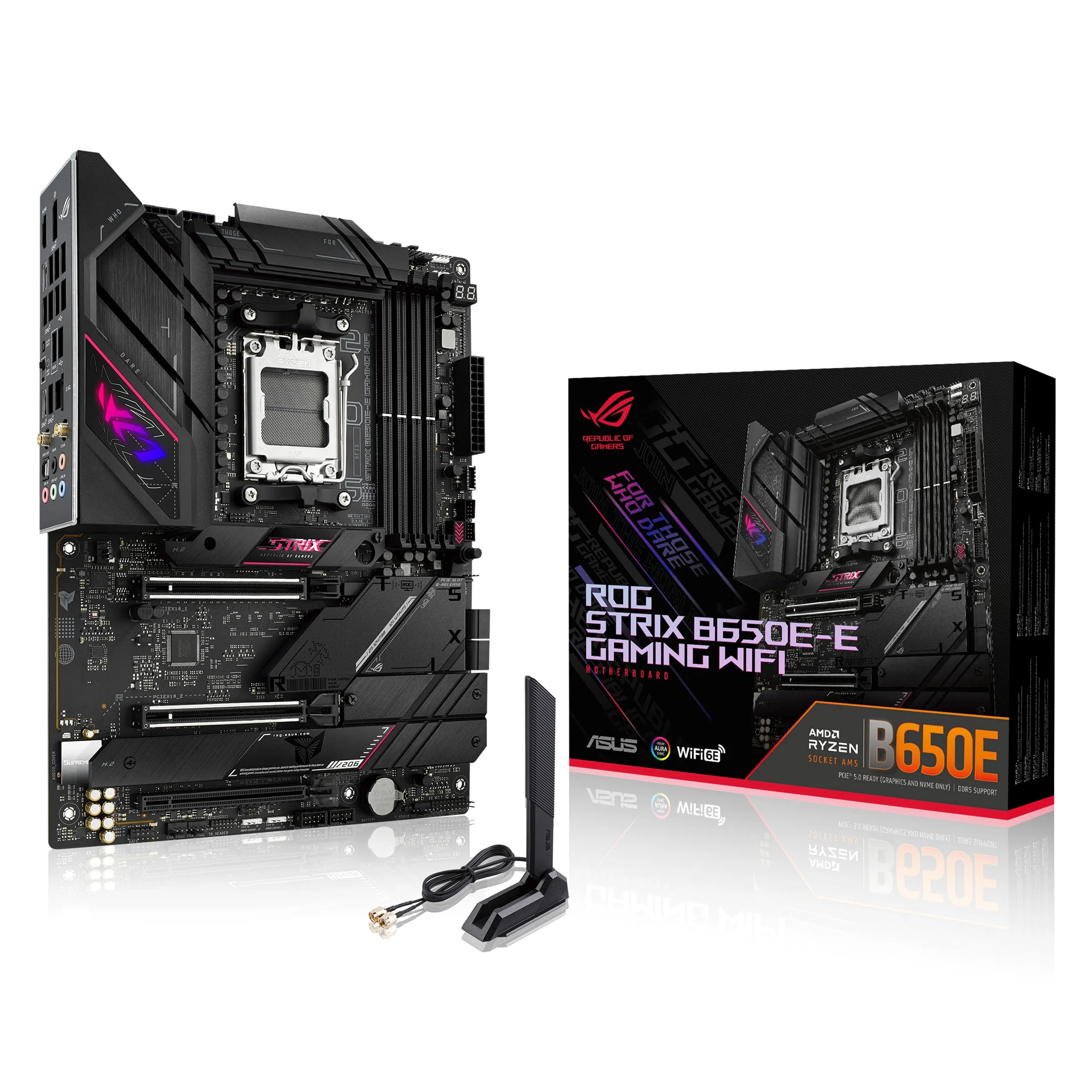 ASUS ROG Strix B650E-E Gaming WiFi AM5 (LGA1718) Ryzen 7000 Gaming Scheda madre (16+2 livelli di potenza, DDR5, slot M.2 4X, PCIe® 5.0, WiFi 6E, 2.5G LAN, USB 3.2 Gen 2x2 Type-C® porta I/O posteriore,