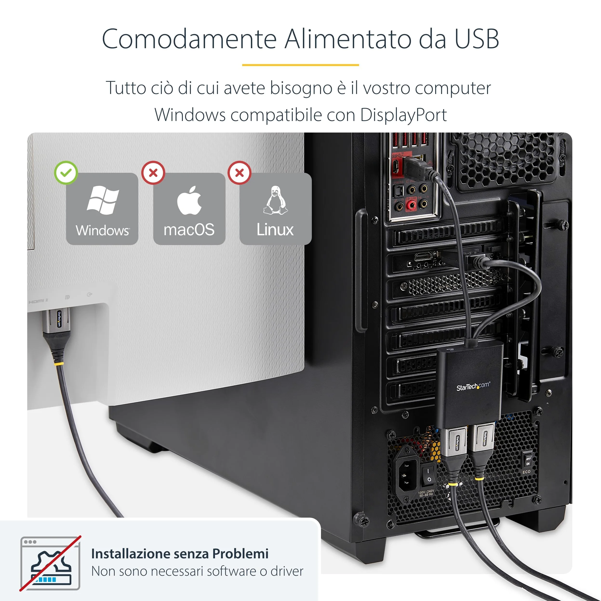 StarTech.com Hub MST DisplayPort a 2 Porte - Adattatore Multi-Monitor DP 1.2 - SdoppiatoreSplitter Video DisplayPort 4K 30Hz o 1080p 60Hz per Doppio Monitor - DP a 2xDP - Solo Windows (MSTDP122DP) | Modalita Desktop Esteso, Solo Windows