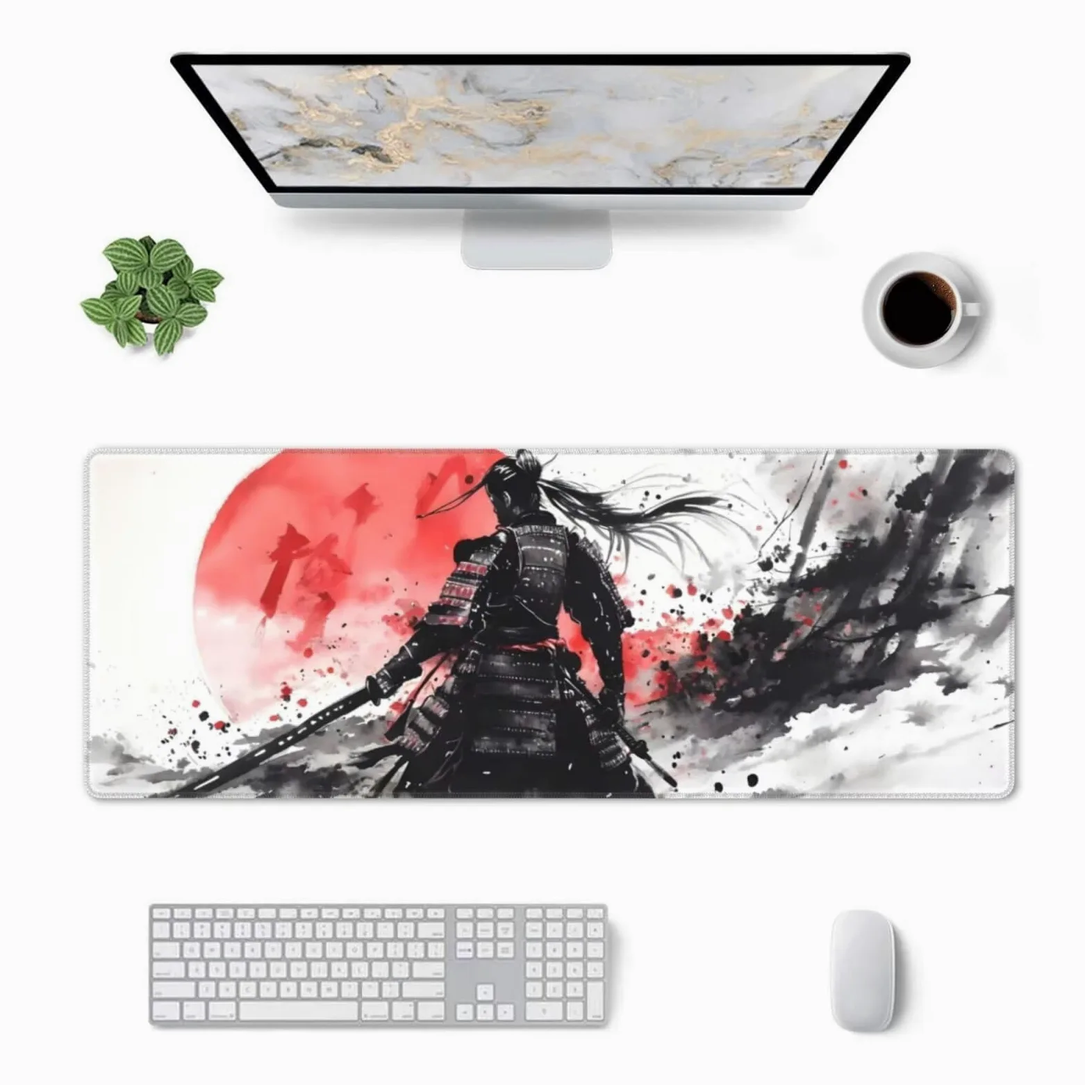 Tappetino Mouse, Tappetino Mouse Gaming Grande XXL 1500x800x3mm Tappetino Scrivania Mouse Pad, Base in Gomma Antiscivolo, Bordi Cuciti,Lavabile, Mousepad per Ufficio e Gaming (Samurai giapponesi) R568