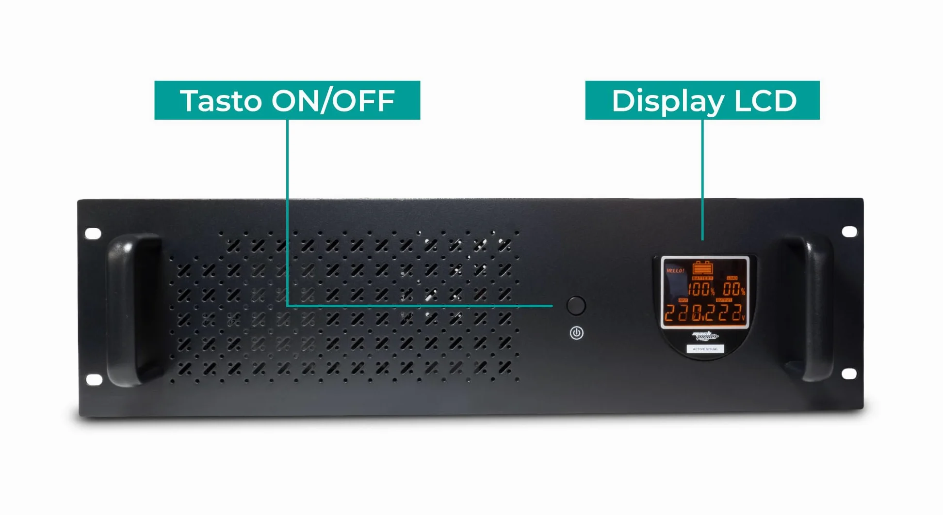 Gruppo di continuità per PC line interactive - (UPS-LIR60D) da rack in metallo 600VA/360W 1 batteria 12V/7Ah 4 uscite IEC, USB e RJ11