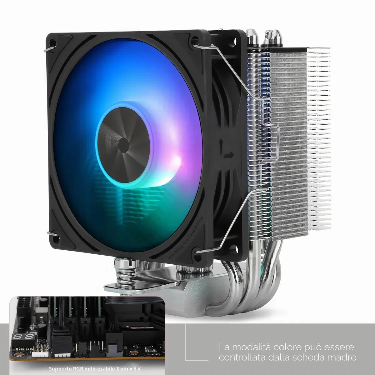 Thermalright Assassin X 90 SE ARGB - Raffreddatore CPU, 4 Heatpipes, TL-P9-S PWM ARGB, dissipatore di calore per computer, tecnologia AGHP 4.0, per AMD AM4 AM5/Intel LGA 1150/1151/1200/1700 (AX90 SE