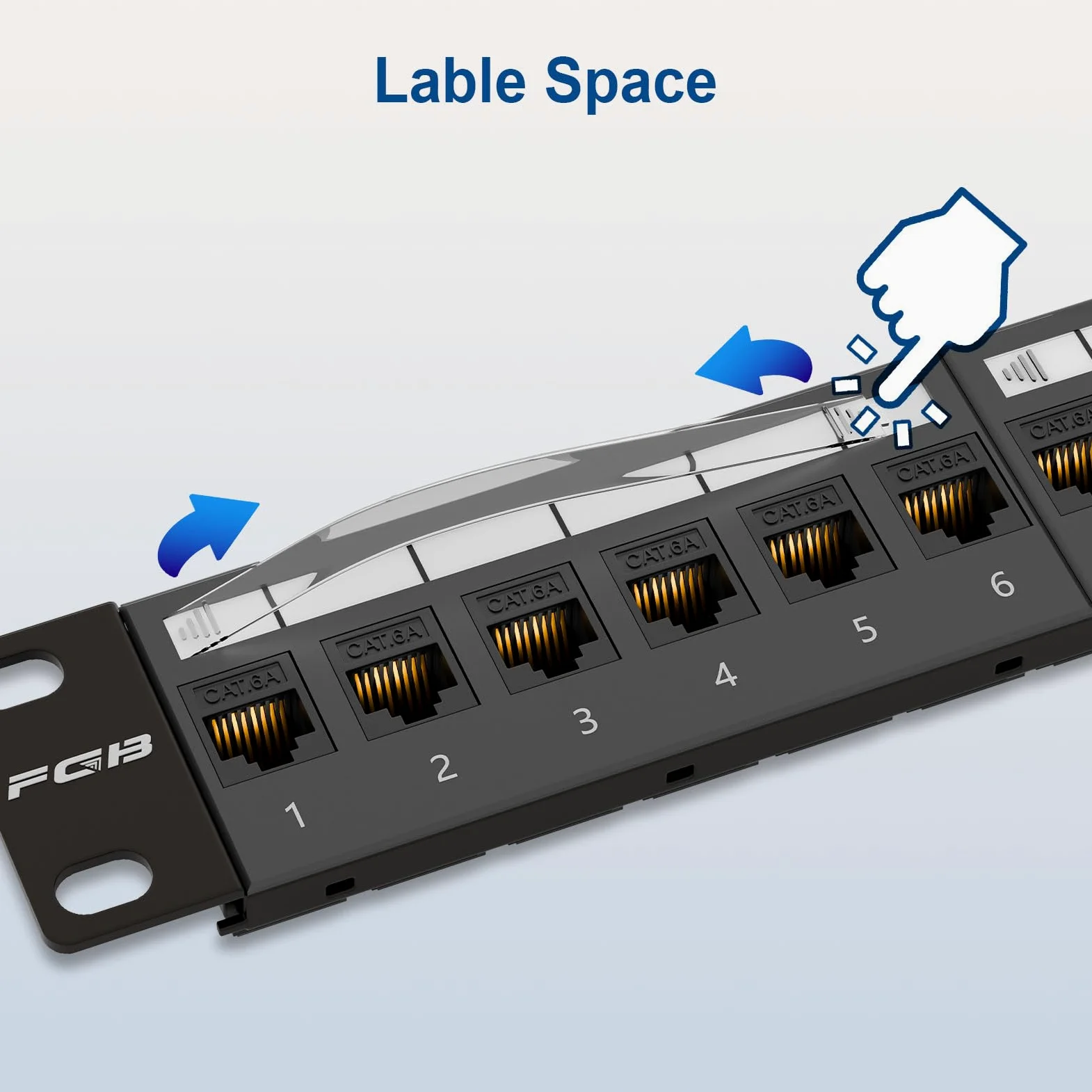 FGB Patch Panel da 10 Gbps a 24 porte, Patch Panel Cat6A 1U, montaggio a rack da 19 pollici o pannello patch Keystone per montaggio a parete con barra posteriore, pannello patch di rete per cablaggio