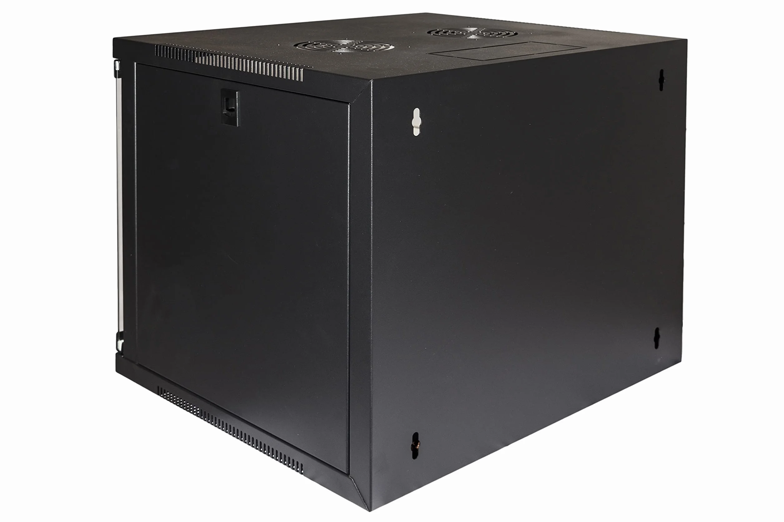 LINK LK1909UN armadio rack 19" 9 unità da muro per reti con fianchi apribili e porta in vetro temprato nero dimensioni 54x45x48,5 cm capacità di carico 50 kg include kit montaggio