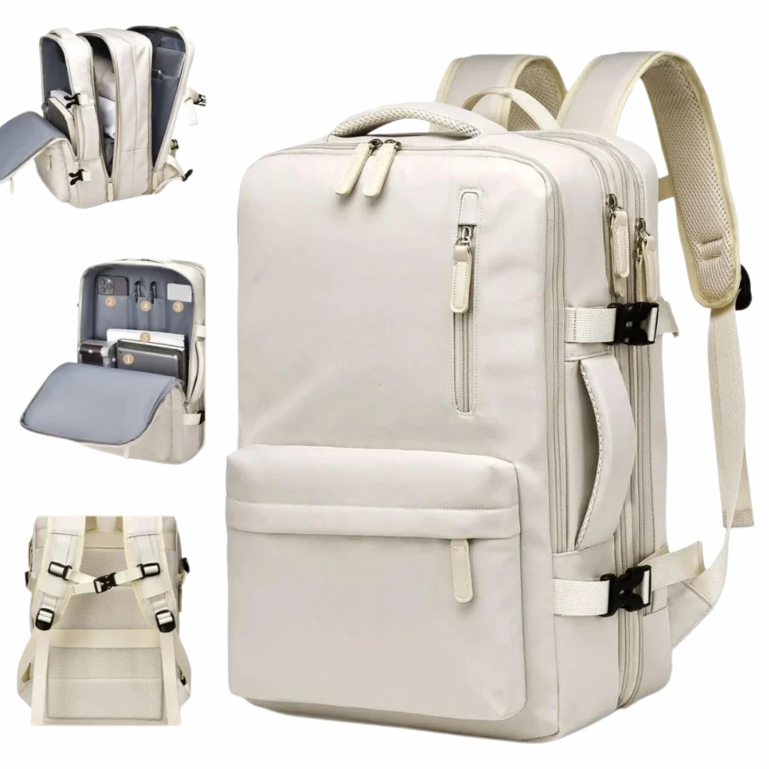 Zaino 40x30x20 della Cabina Dell'aereo, Borsa di Viaggio del Portatile Grande capacità con Compartimenti Stoccaggio Multipli-Grey