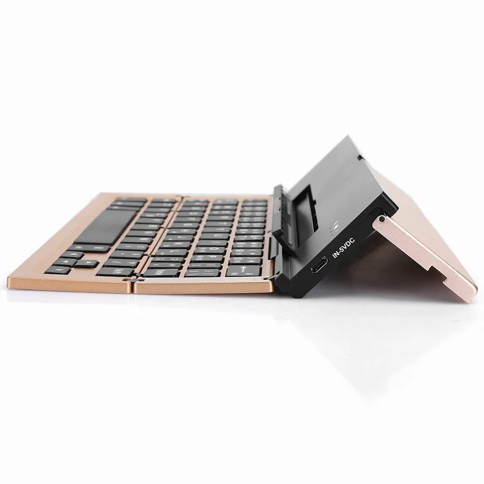Ausla Mini Tastiera Pieghevole, Tastiera in Lega di Alluminio per Bluetooth 220 X 170 X 6 Mm con Supporto Integrato, Utilizzo 300 Ore, per Impiegati Amanti dei Giochi Digitazione in Viaggio