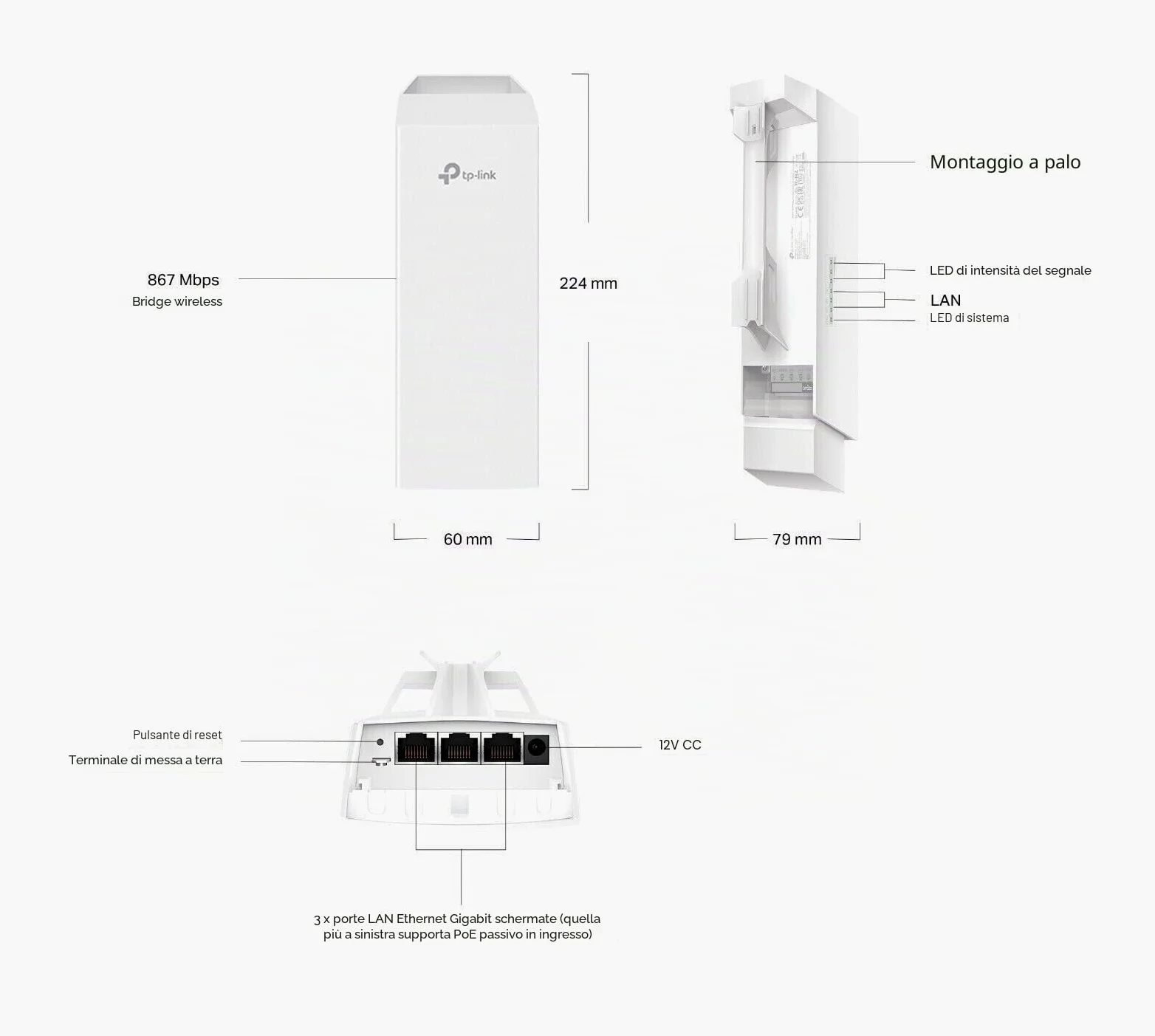 TP Link ponte WiFi 5 GHz punto di accesso interno esterno