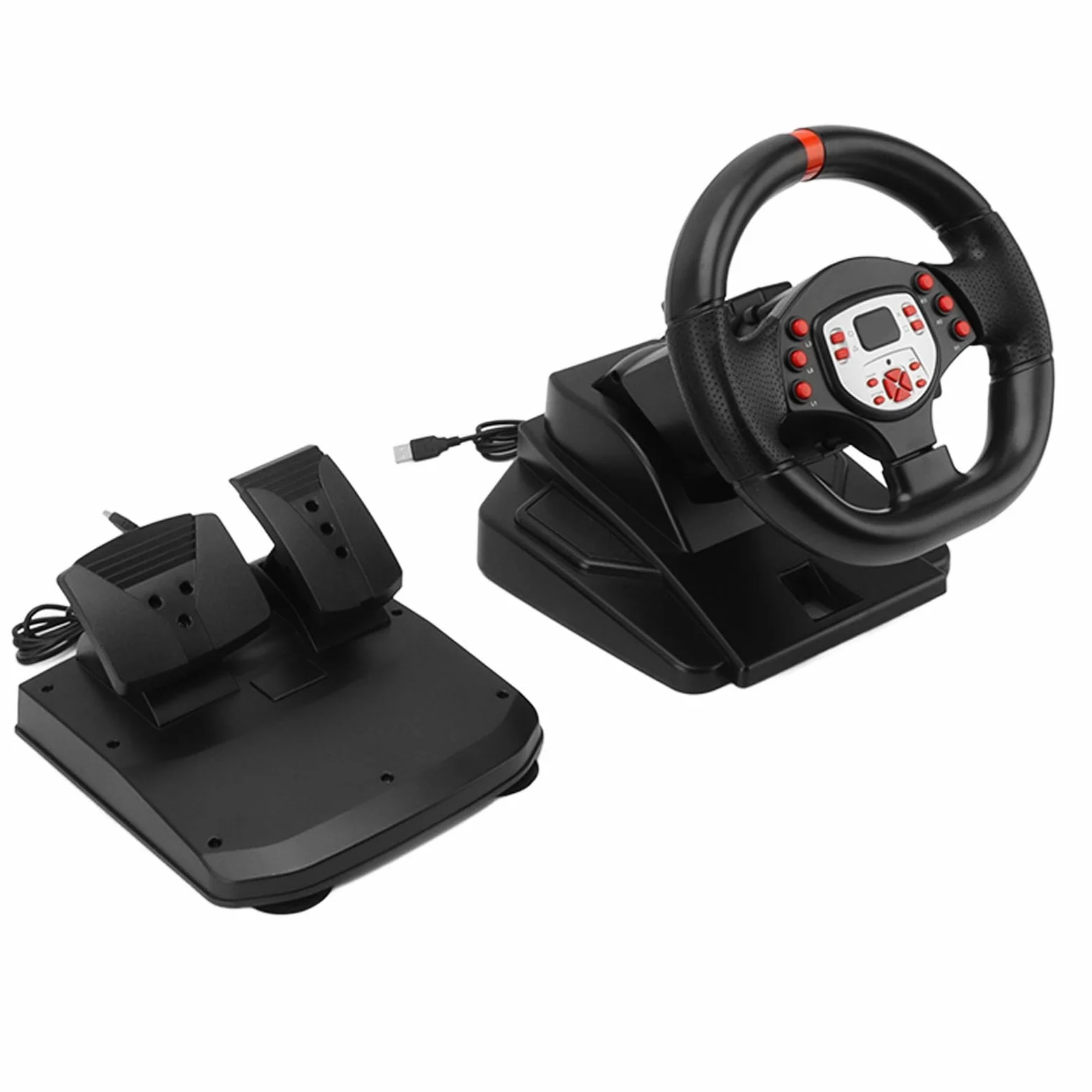 Volante da Corsa, Volante con Vibrazione da Gioco Volante per PC con Pedale Al Volante da 180 Gradi Simulatore di Corse di Volante da Corsa 5 in 1 per PC