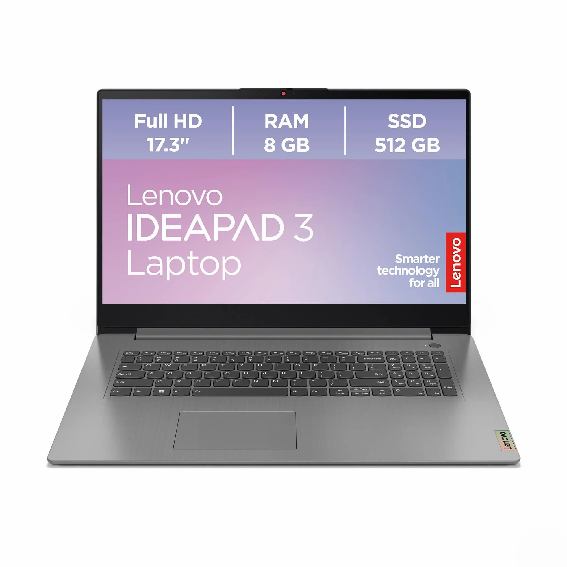 Lenovo IdeaPad 3 Laptop | Display Full HD 17,3" | AMD Ryzen 5 5625U | 8 GB di RAM | SSD 512 GB | Scheda grafica AMD Radeon | Windows 11 | QWERTZ | Grigio artico | 3 mesi Premium Care