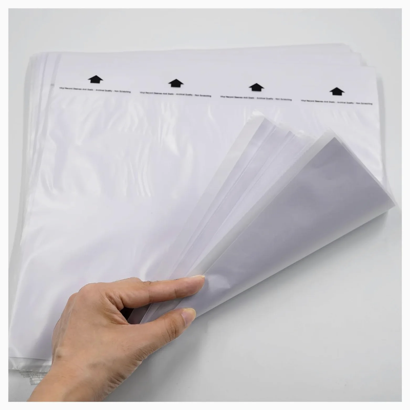 Buste interne in vinile, Buste Interne for Dischi In Vinile LP Confezione Da 20 Carta Di Riso HDPE 3,5 Mil for 12 Pollici Trasparente(Transparent With words)