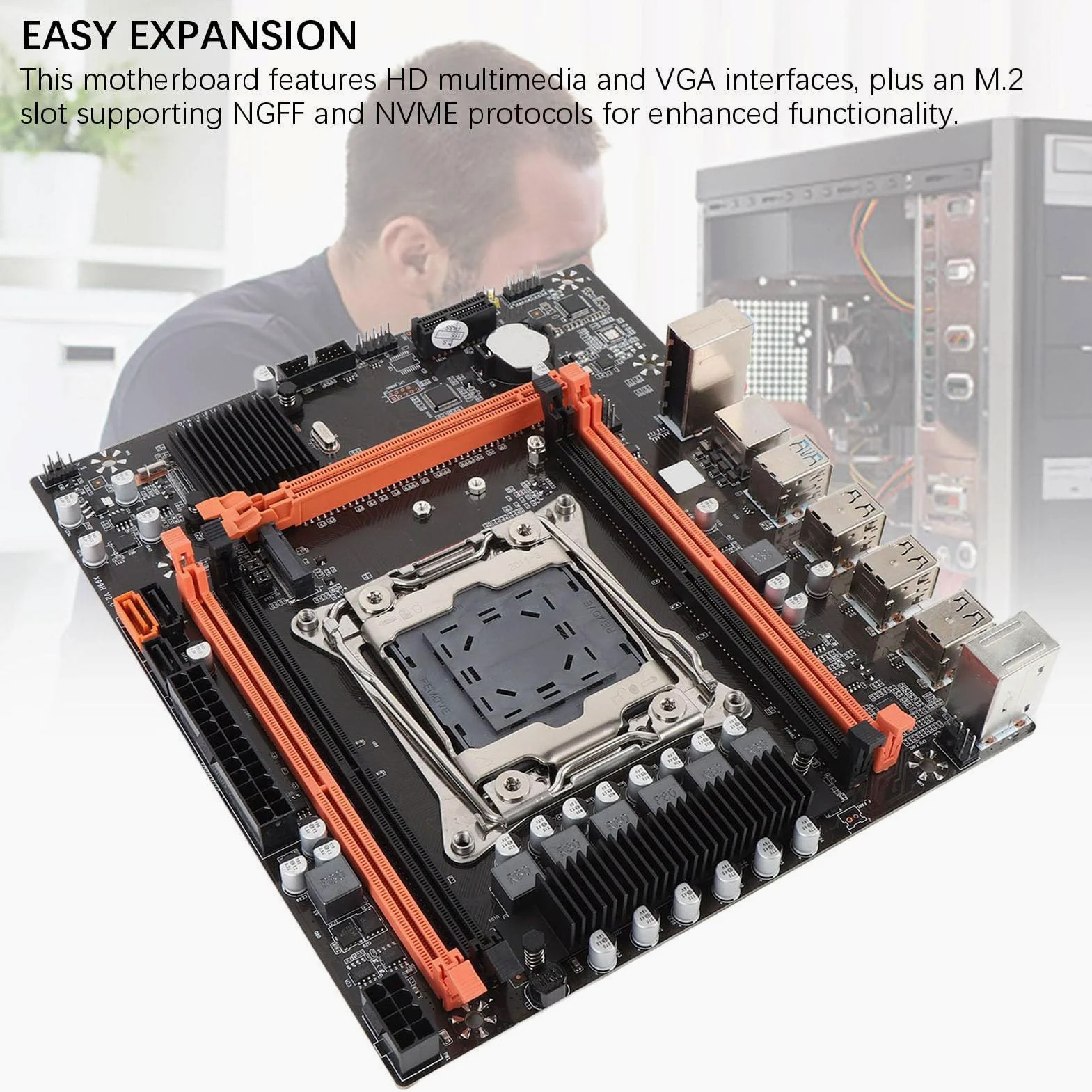 Cocoarm Scheda Madre X99H M ATX, Mainboard DDR4 LGA 2011-3 con 4 DIMM 128GB M.2 NVMe USB 3.0 VGA HD per E5 V3 V4 I7 58xx 68xx Aggiornamento Assemblaggio PC Desktop