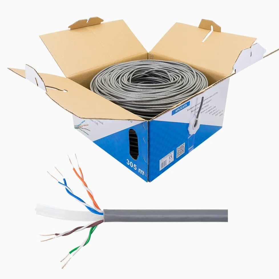 Cavo UTP CAT6 PNI U06 con 4 coppie di fili intrecciati 0,50 mm CCA, per internet e sistemi di sorveglianza, rotolo 305m