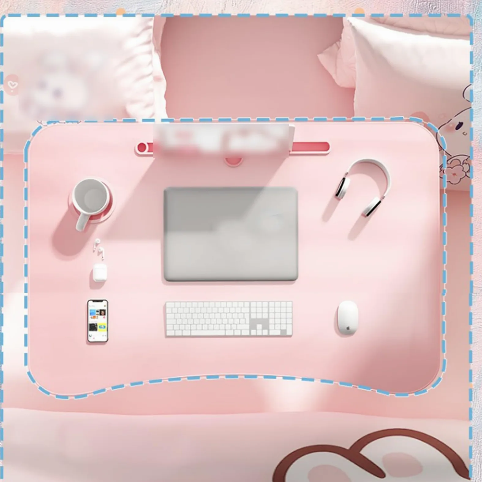 Tavolino Pieghevole da Letto con Porta Bicchiere E Leggio for Tablet, 60x40 Cm, Salvaspazio, Facile da Trasportare, Ideale for Soggiorno, Camera, Aree Relax E Smart Working(White,70 * 48 * 28cm)