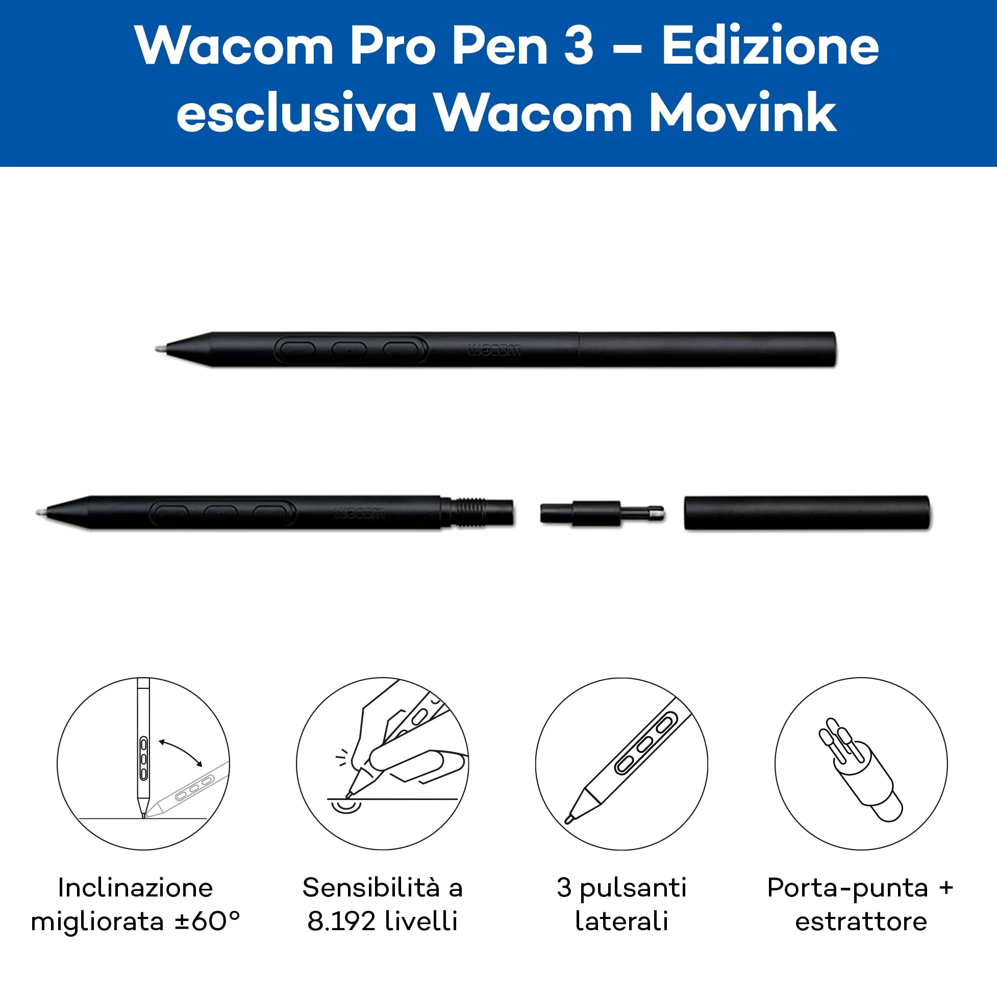 Wacom Movink 13 Tavoletta Grafica Nero 294 X 165 Mm Usb (wacom Movink 13 Pen Touch Oled Pen Display Dth135k0b)