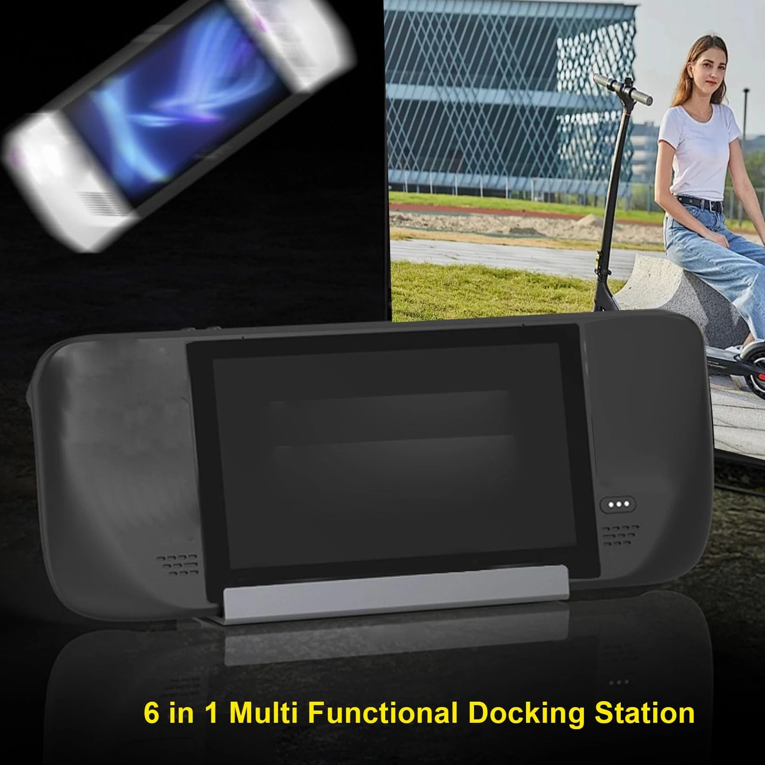 CCYLEZ Docking Station 6 in 1, Dock in Alluminio 4K a 60 Hz con Ricarica Rapida PD da 100 W, Gigabit Ethernet, 3 Porte USB 3.0, Hub HDMI Portatile per Console di Gioco Portatili e