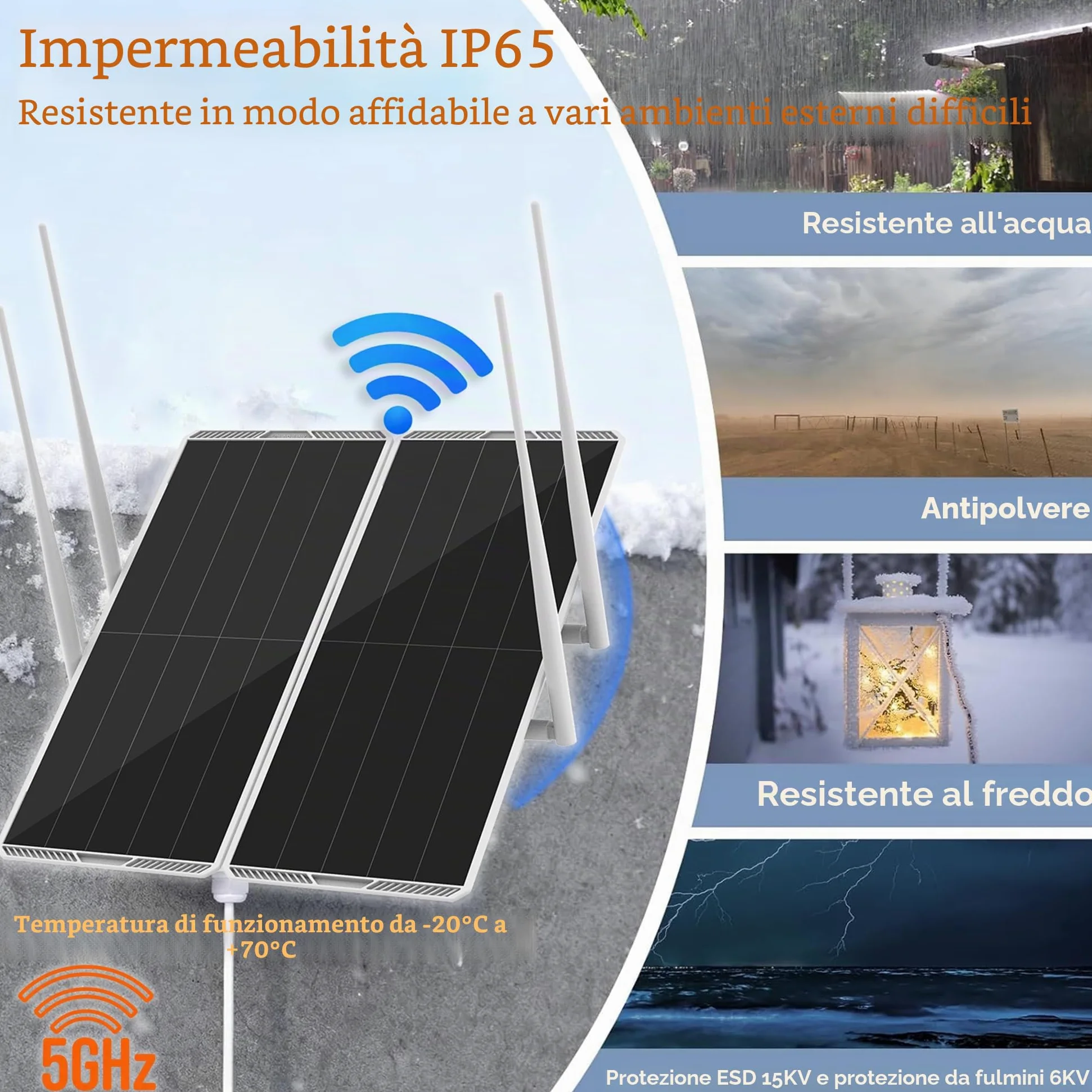 Ripetitore ripetitore WiFi da 30W per esterni,Dual Band,5,8 G/2,4G,copertura 300m, 1200Mbps,batteria 111Wh,IP65,supporta 100 dispositivi,per cortile,fattoria,ufficio, uso commerciale