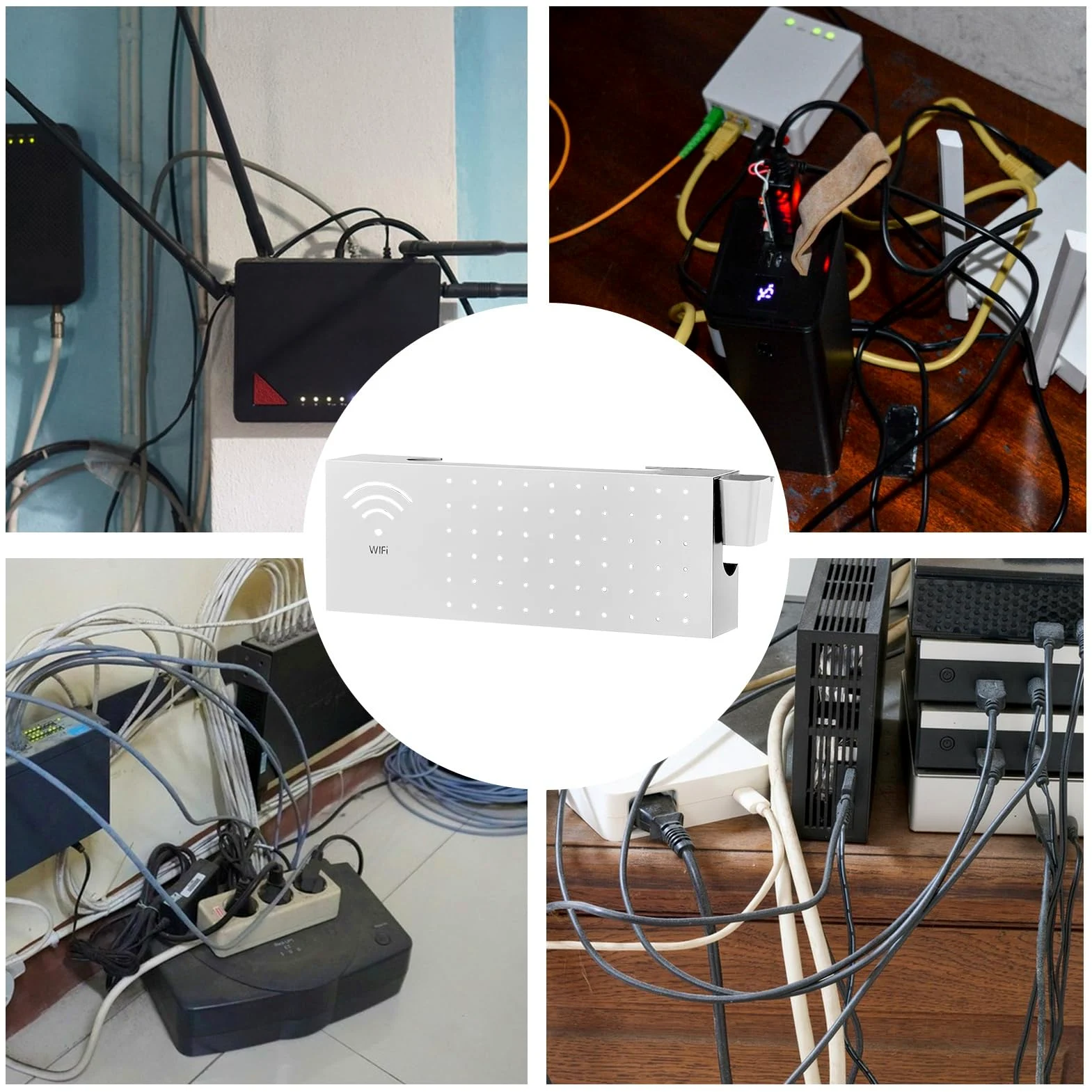 Copri Router Copertura Multifunzionale da Parete in Acciaio al Carbonio | Cabinet Per Router WiFi per Connessione Rete Presa Uscita Organizzatore Cavo Soggiorno TV Scrivania