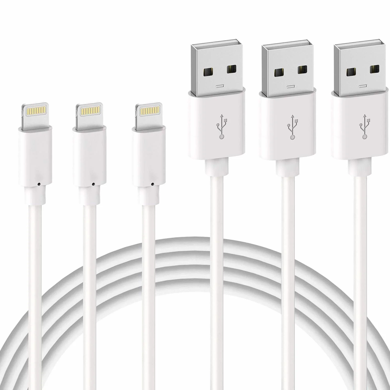 Quntis Cavo iPhone 3Pezzi 2M, Certificato MFi, Cavo Ricarica Veloce, Lightning a USB Compatibile con iPhone 14/13/13Pro/12/11/SE 2020/X/XS/8/8Plus/7/6/5c/5s,iPad Airpods,Bianco