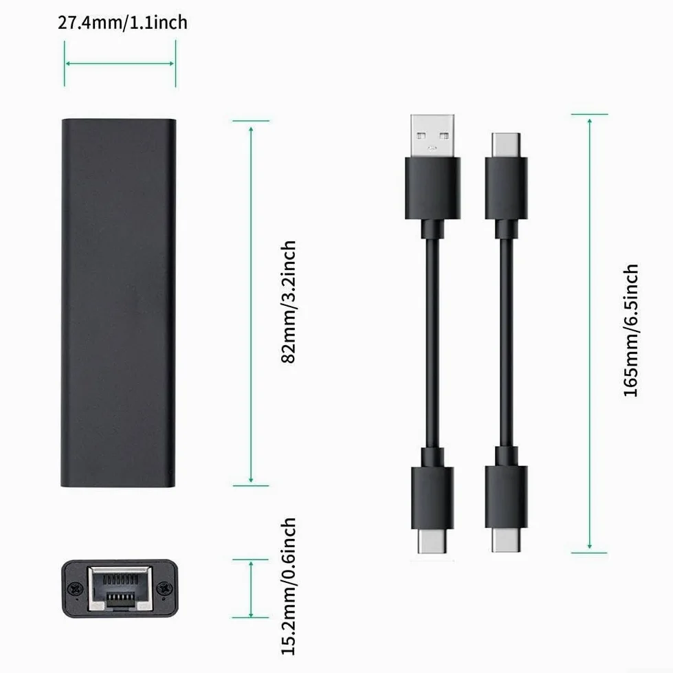 Adattatore da USB 3.2 a 5GbE con chip Realtek RTL8157, convertitore Ethernet da 5 Gbps per laptop, dongle LAN cablato portatile per viaggi, scheda di rete USB C a RJ45 con cavo in alluminio