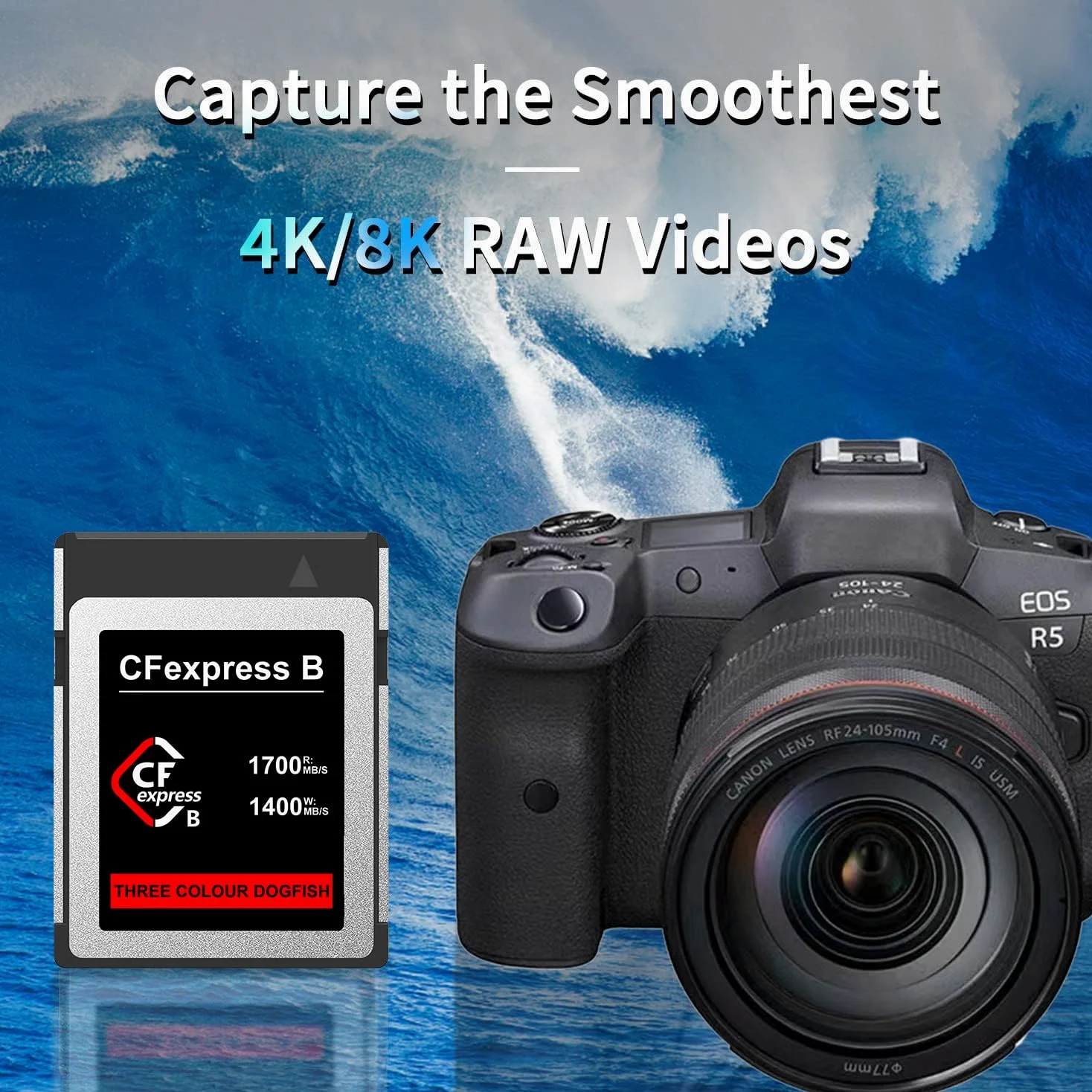 Dogfish 128GB Scheda di Memoria CFexpress Tipo B, Fino a 1700MB/s Foto e Video RAW 8K 4K, per videocamere Nikon Canon Panasonic