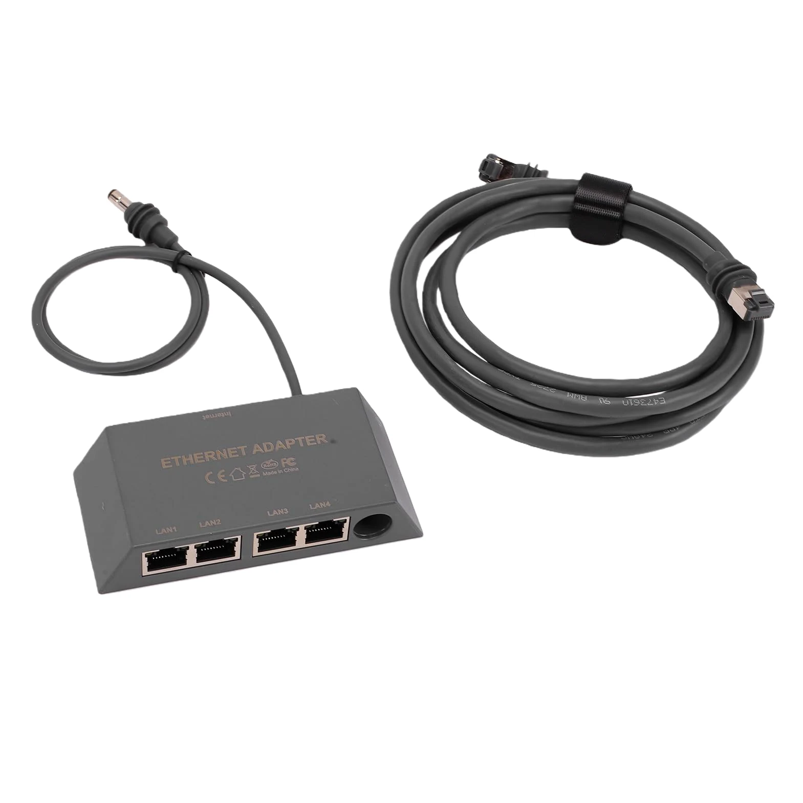 Tnfeeon Adattatore Ethernet Satellitare, Hub di Rete a 4 Porte, Connessione | Materiale ABS, Plug and Play, Cavo Cat 5e Incluso, per Casa, Ufficio e
