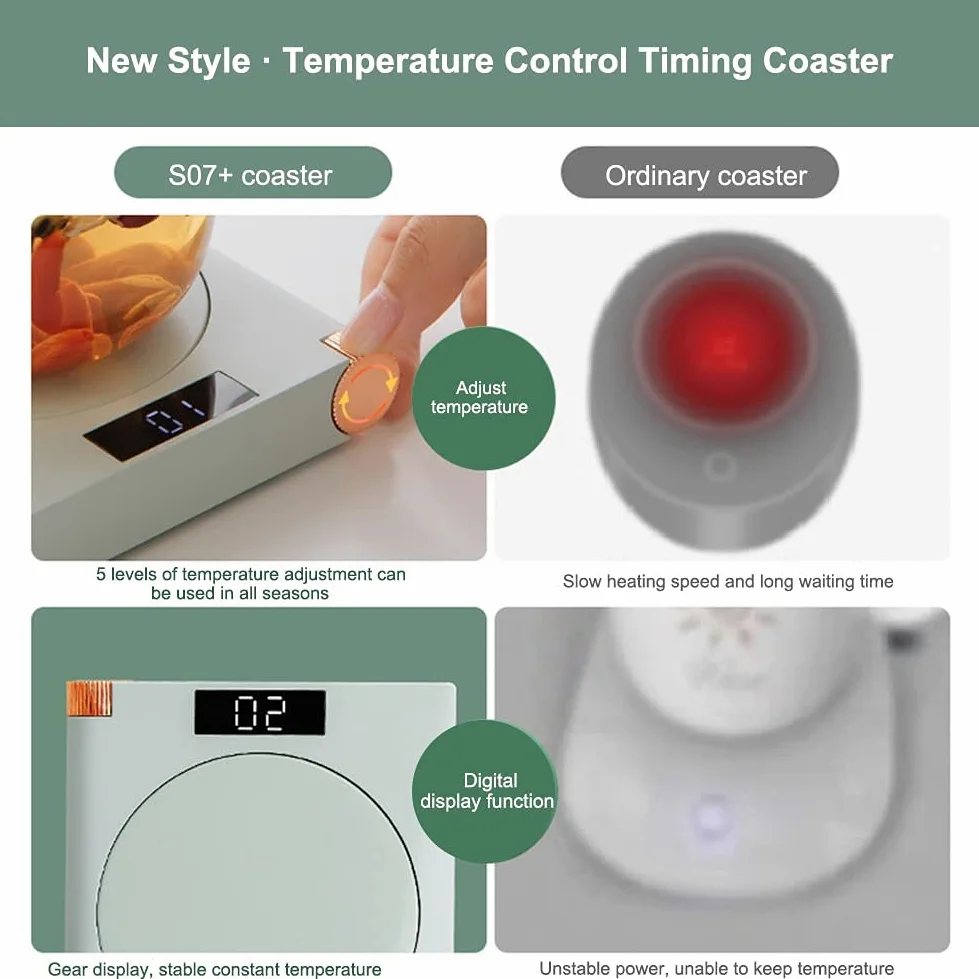 Scalda caffè scaldatazze USB Piastra Boccale riscaldatore Caldo tè Le Riscaldamento Coaster termostato 5 Gear riscaldatore Piattaforma di caffè Latte tè Caldo Elettrico (Color : Green)