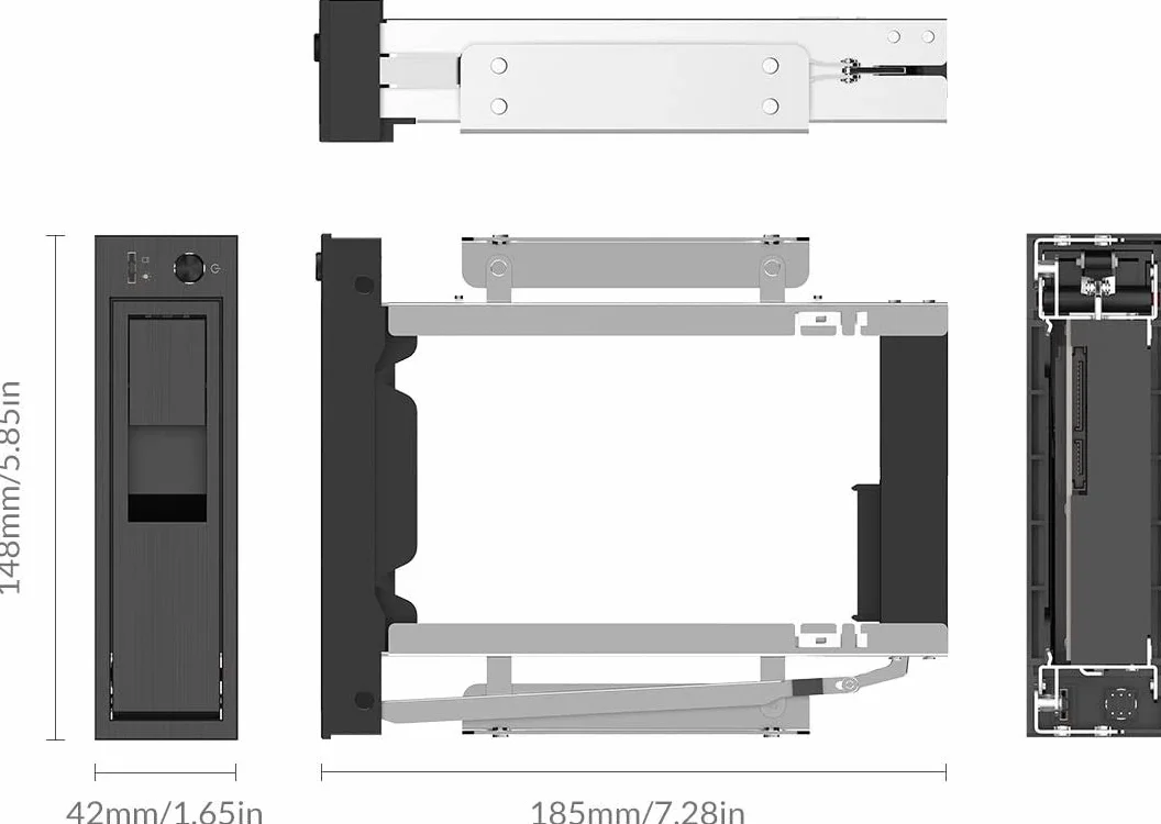ORICO Rack Portatile Struttura Spazio Interno CD-Rom 3.5 Pollici SATA HDD/Case HDD Case - Nero(1106SS)
