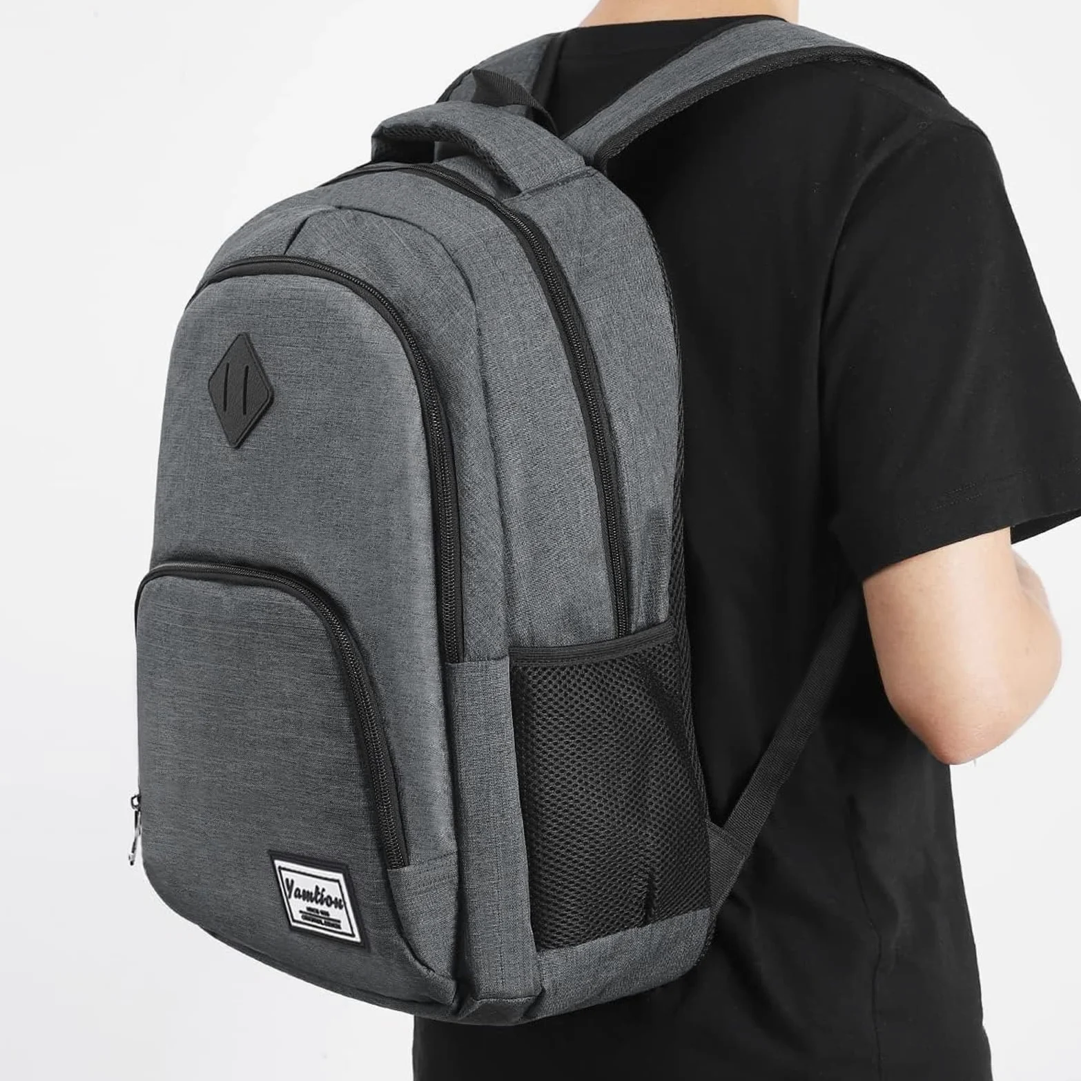 YAMTION - Zaino per uomo e donna, zaino per la scuola, per adolescenti, per laptop da 17,3 pollici (44 cm), zaino per computer portatile, con porta di ricarica USB, per lavoro, studio, viaggi
