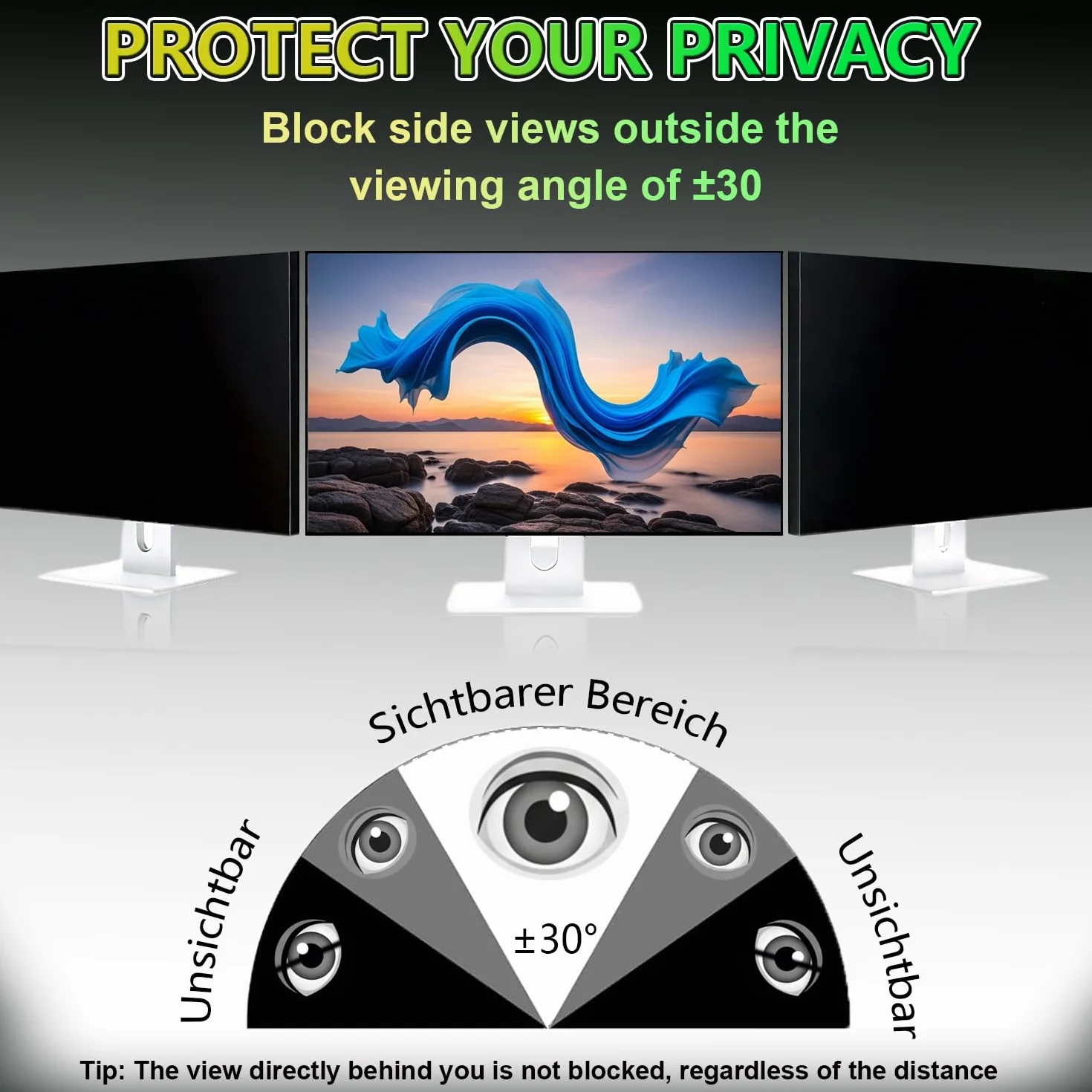 Pellicola protettiva magnetica per monitor da 27 pollici 16:9, filtro della luce blu e antiriflesso, pellicola protettiva rimovibile, filtro privacy utilizzabile su entrambi i lati