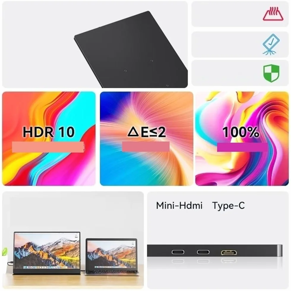 Monitor portatile da 13,3 pollici Full HD (1080p) 1920 x 1080, connettività USB-C Secondo schermo for il lavoro Monitor per Smart Working