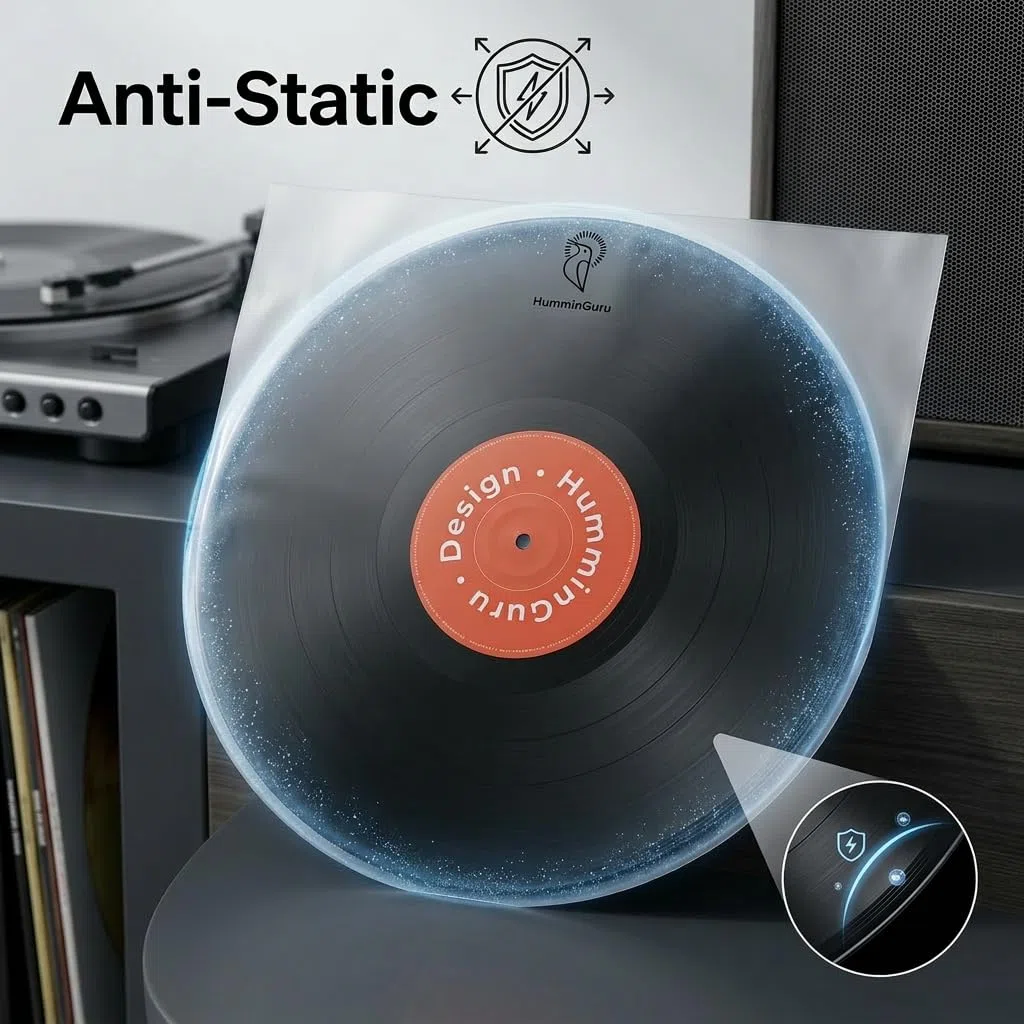 HumminGuru Buste per dischi in vinile buste interne per dischi in vinile, buste esterne, custodie per dischi (Maniche interne rotonde, 12")
