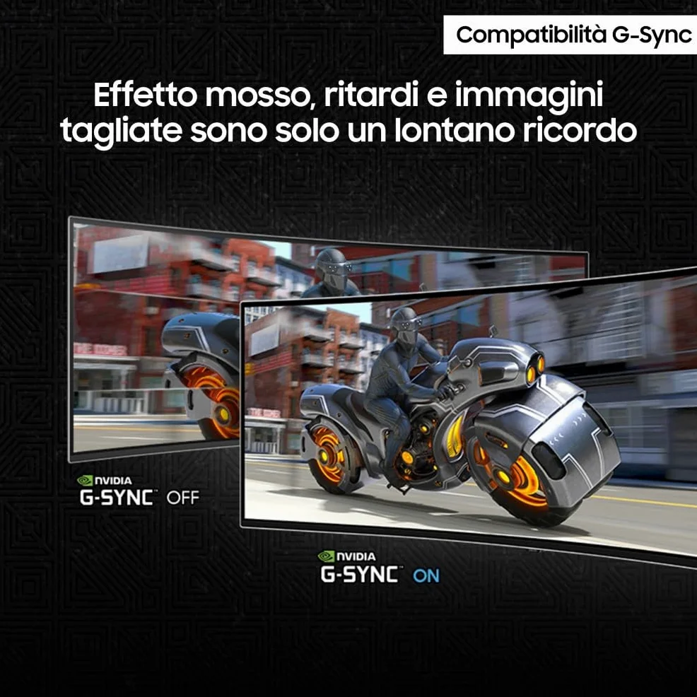 Samsung Monitor Gaming Odyssey OLED G9 (S49DG934), Curvo (1800R), 49'', 5120x1440 (DQHD), 32:9, HDR10+, QD-OLED Glare Free, 240Hz, 0,03ms (GtG), Compatibilità G-Sync, HDMI, Micro HDMI, DP