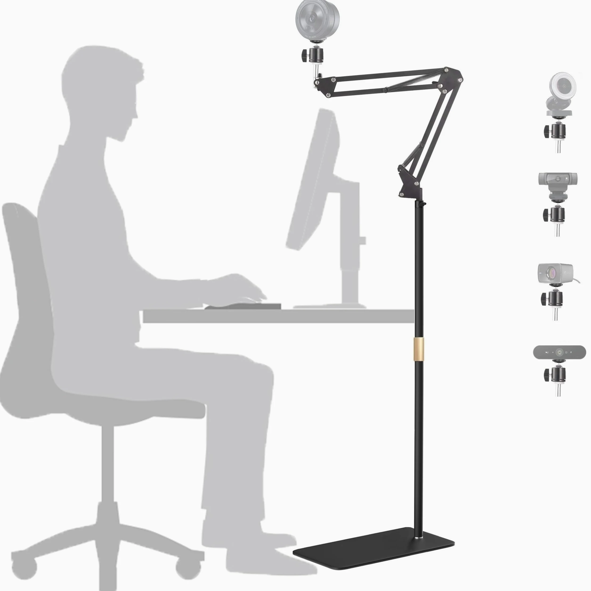 Supporto da Pavimento per Webcam Kiyo, Supporto da Pavimento per Webcam Pieghevole in Metallo Compatibile con Webcam Razer kiyo, kiyo PRO, kiyo X, kiyo PRO Ultra