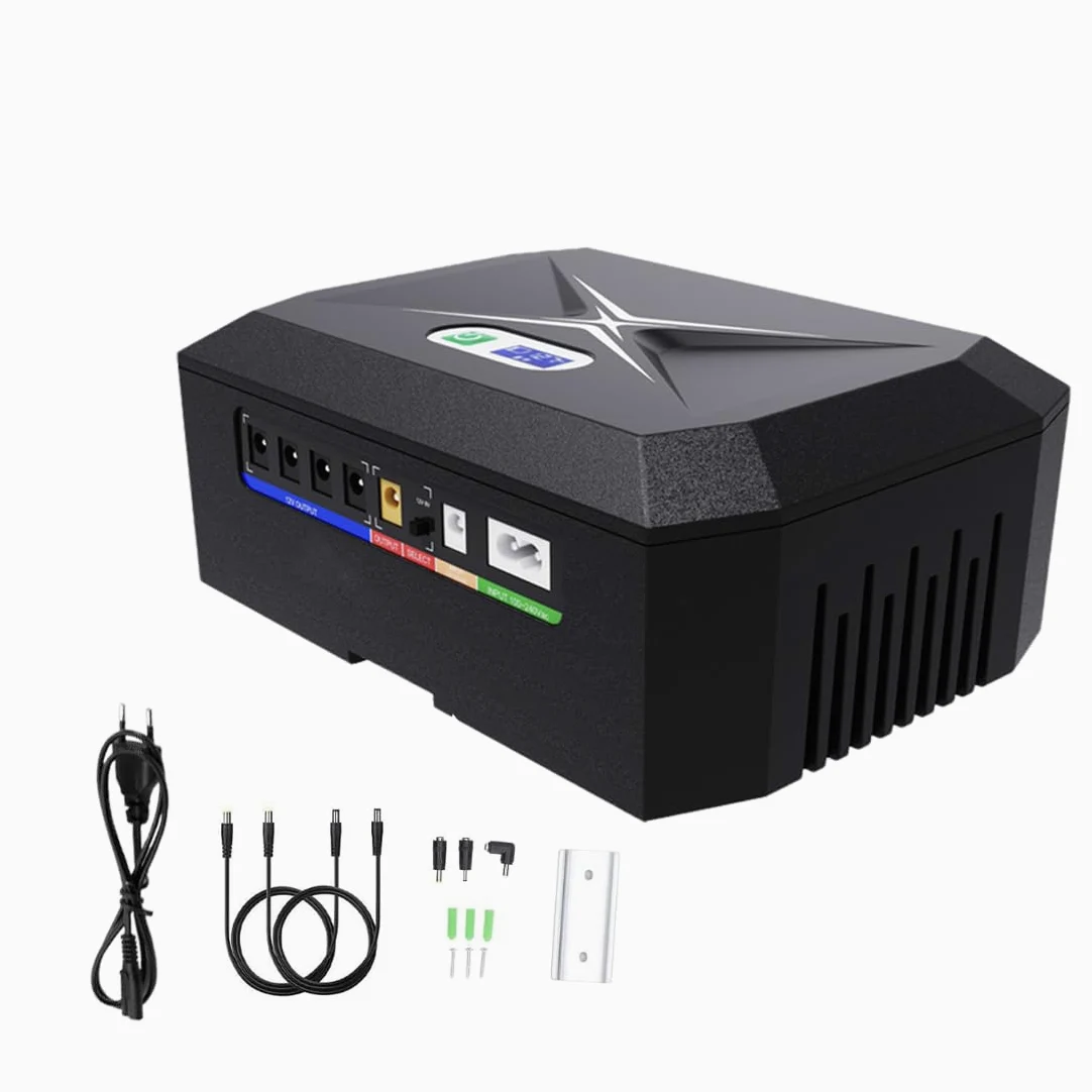 Mini UPS per Router Wifi,24000mAh Mini UPS Batteria di Backup con POE 1Gbps,4Porti DC 12V/3A, 1Port 5V/9V/12V-2A, 1Port USB 5V/2A Protezione Antisurge Ricaricabile Integrata (60W)