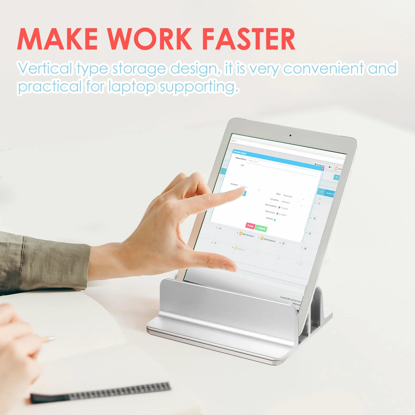 Lurrose Supporto Verticale per Laptop in Lega di Alluminio, Base da Scrivania a Doppio Slot per Notebook e Tablet, Porta Tablet Multiuso Finitura Cnc Liscia e Resistente