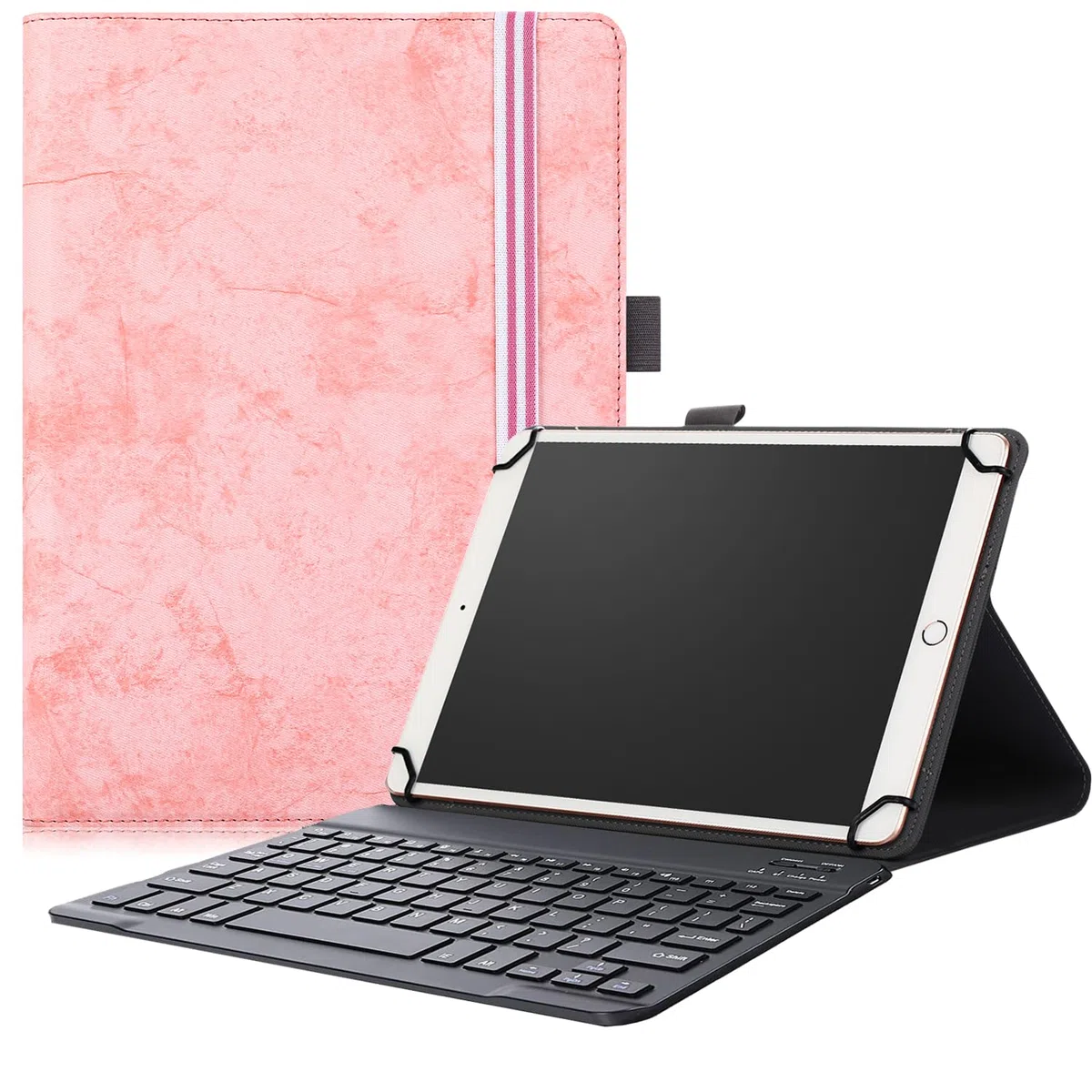 Hoozee Custodia per tablet QDDQ TB02 / Relndoo T901 da 10"/10,1" con tastiera, custodia universale 2 in 1 per tablet da 9 ~ 11 pollici (rosa, QDDQ TB02 / Relndoo T901)