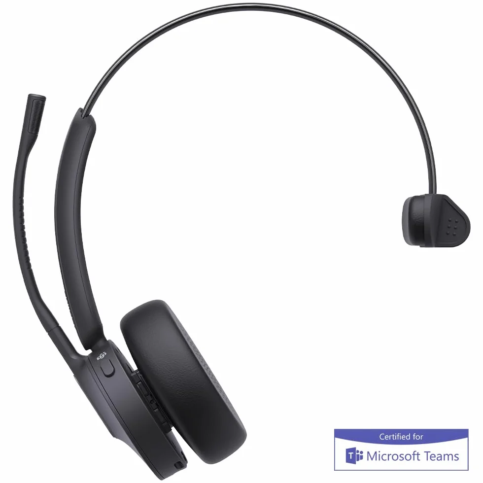 Yealink BH70 Mono Auricolare Bluetooth Wireless con Supporto di Ricarica e USB-C/A per connessione PC - Certificato per Team