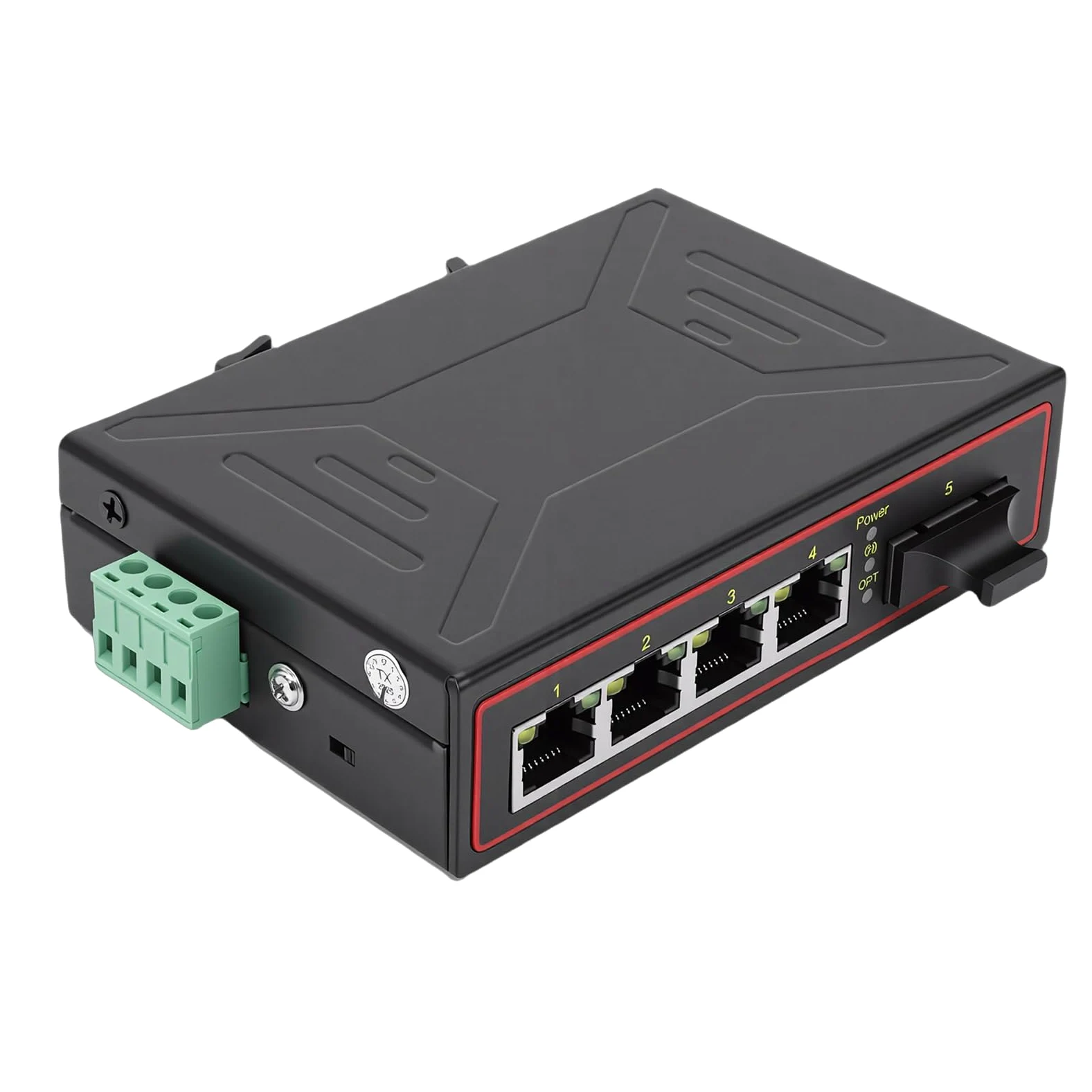 Fabater Convertitore Multimediale in Fibra Ethernet Switch Ethernet Industriale Ad Alte Prestazioni 10M 100M per Sistemi di Rete Metallo 1 Porta Ottica 4 Porte