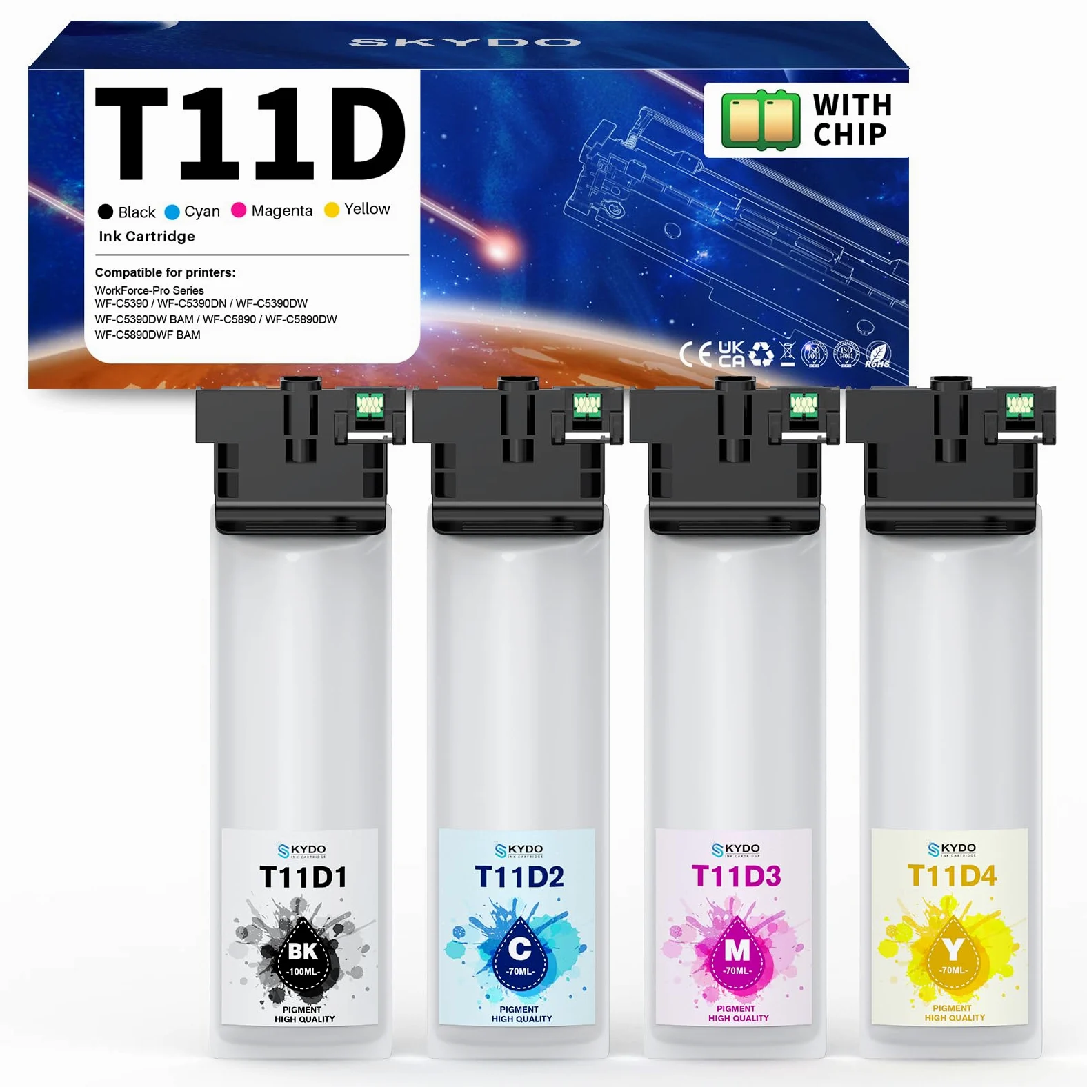 Skydo Cartucce d'inchiostro T11D ad alta capacità, compatibili con Epson T11D1, T11D2, T11D3, T11D4 per Workforce-Pro WF-C5390DN, WF-C5390DW, WF-C5390DW BAM, WF-C5890DW, WF-C5890DWF BAM