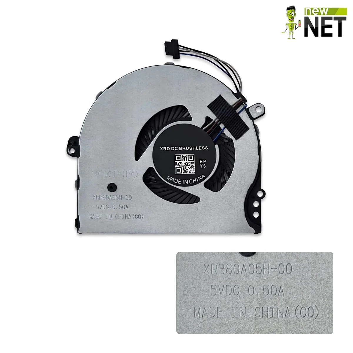 New Net - Ventola CPU Fan compatibile con HP Pavilion 15t-cc, 15t-cc500, 15t-cc5xx, 15-ck, 15-ck000, 15-ck0xx [4 pin - diametro 50 mm]