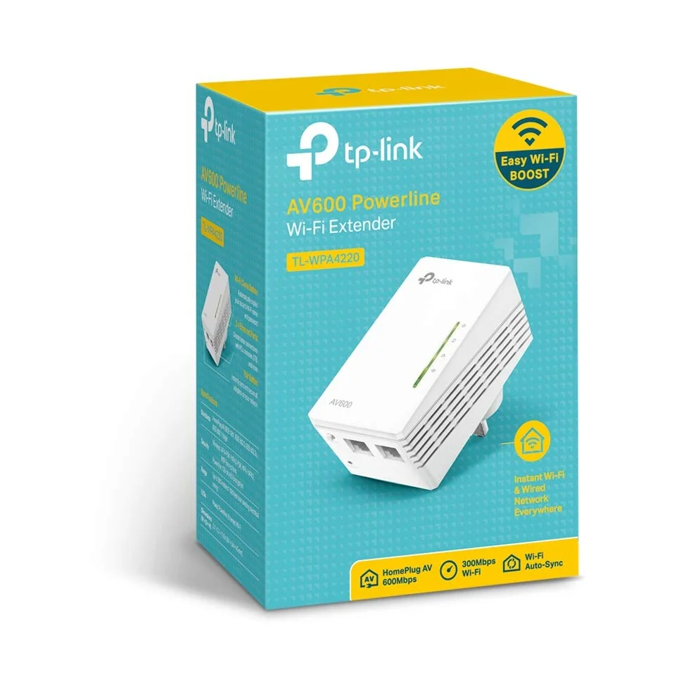 TP-Link TL-WPA4220 2-Port Add-On Powerline Adapter, Range Extender, Broadband/WiFi Extender, WiFi Booster/Hotspot, No Configuration Required, UK Plug