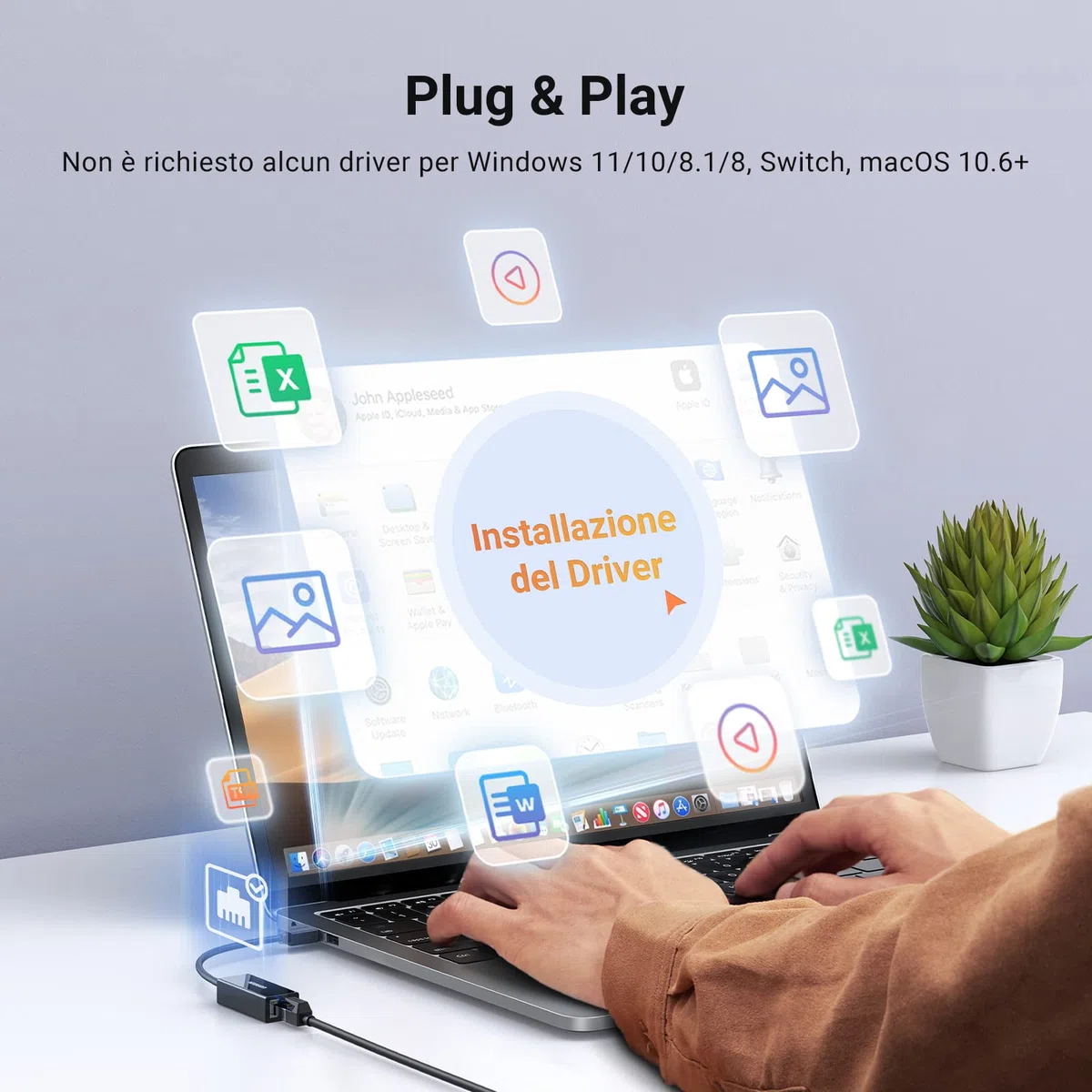 UGREEN Adattatore USB a Ethernet RJ45, Convertitore di Red Lan 100Mbps per Console Switch, XiaoMi Mi Box S/3, Macbook Pro/Air, Chromecast (Nero)
