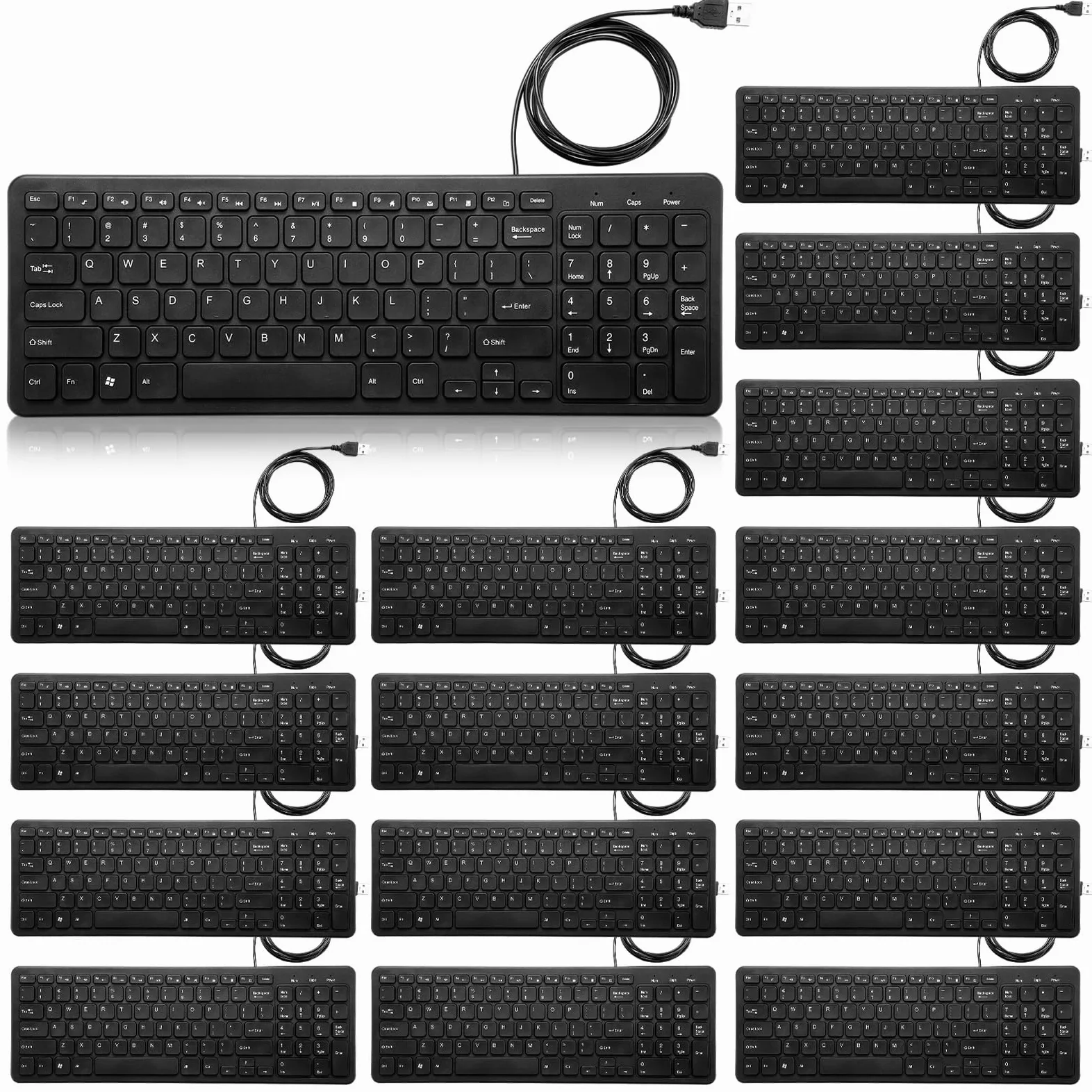 Kanayu 16 tastiere con cavo, sottile, a basso profilo, USB, connettività, tastiere per computer, compatibile con PC/laptop/Windows, colore nero