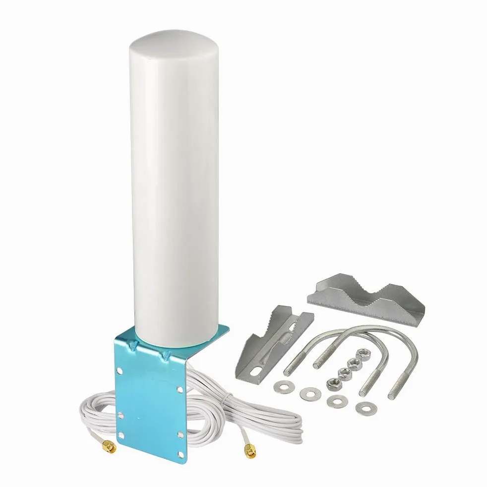 Superbat Antenna 4G Esterna 698-2700MHz 12dBi Omnidirezionale a Forma di Barile, Cavo RG174 5m con Connettore SMA Doppio per l'amplificazione dei Segnali GSM/2G/3G/4G