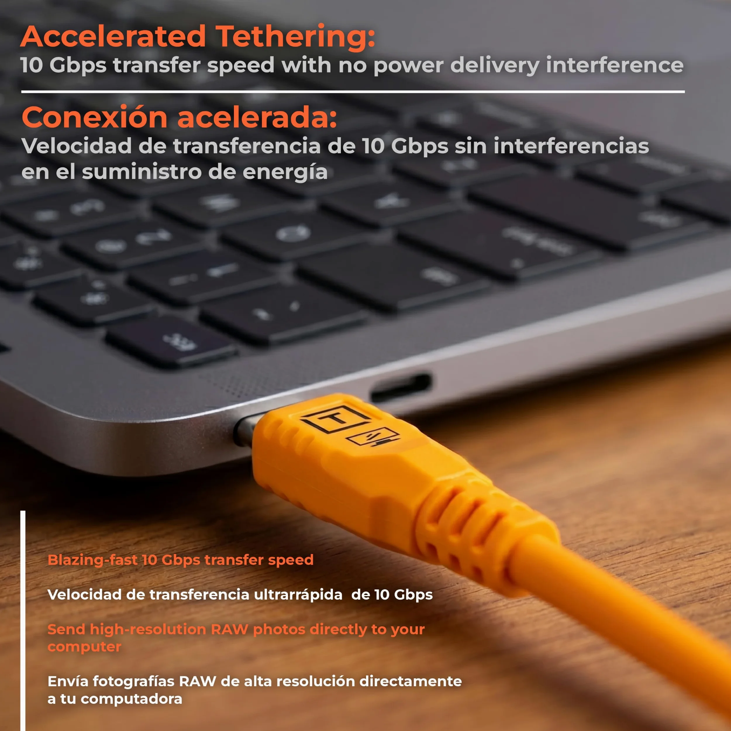 Tether Tools TetherPro USB-C Optima 10G diritta arancio 4,6m